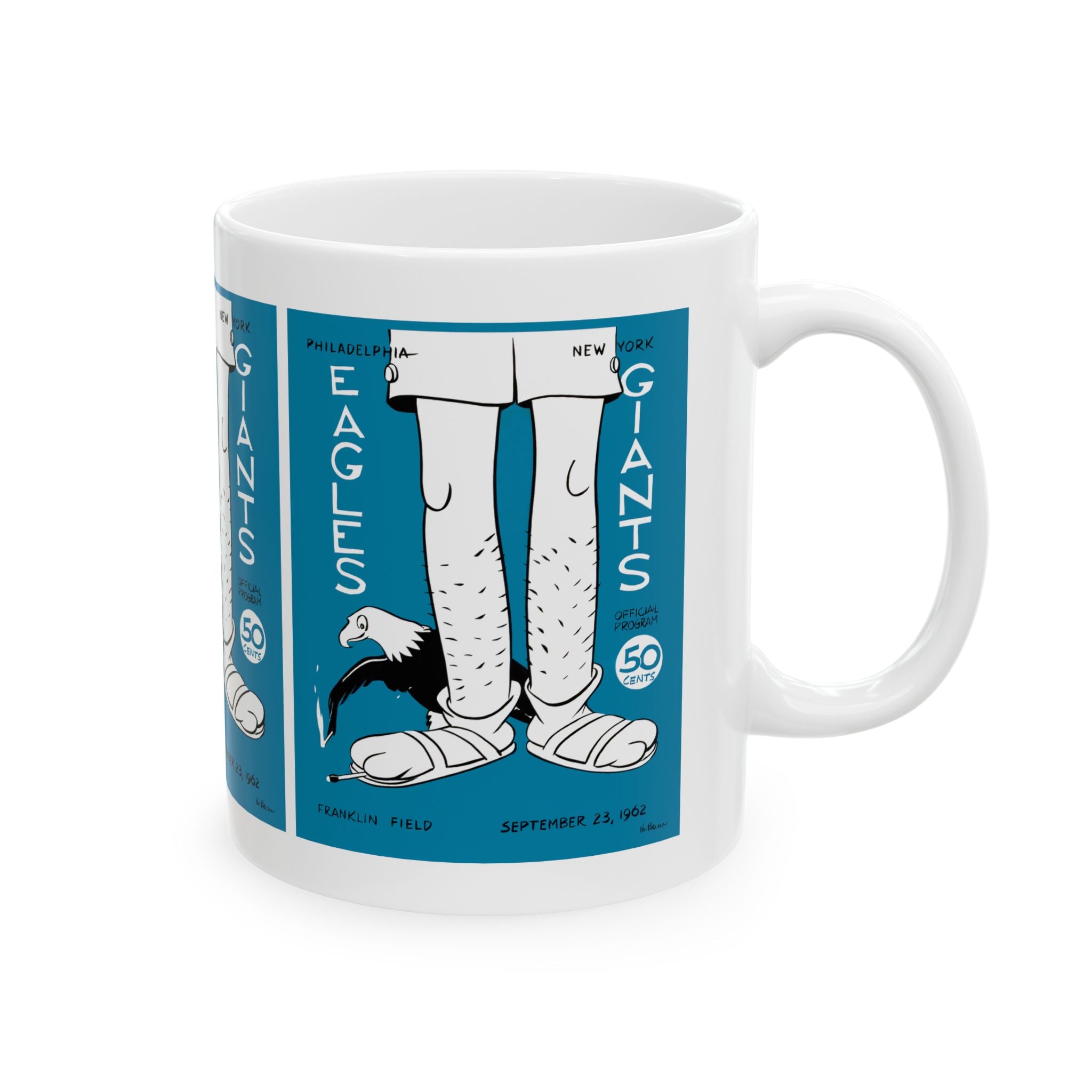 Vintage 1963 Eagles vs Giants Football Poster Ceramic Mug (11oz/15oz)