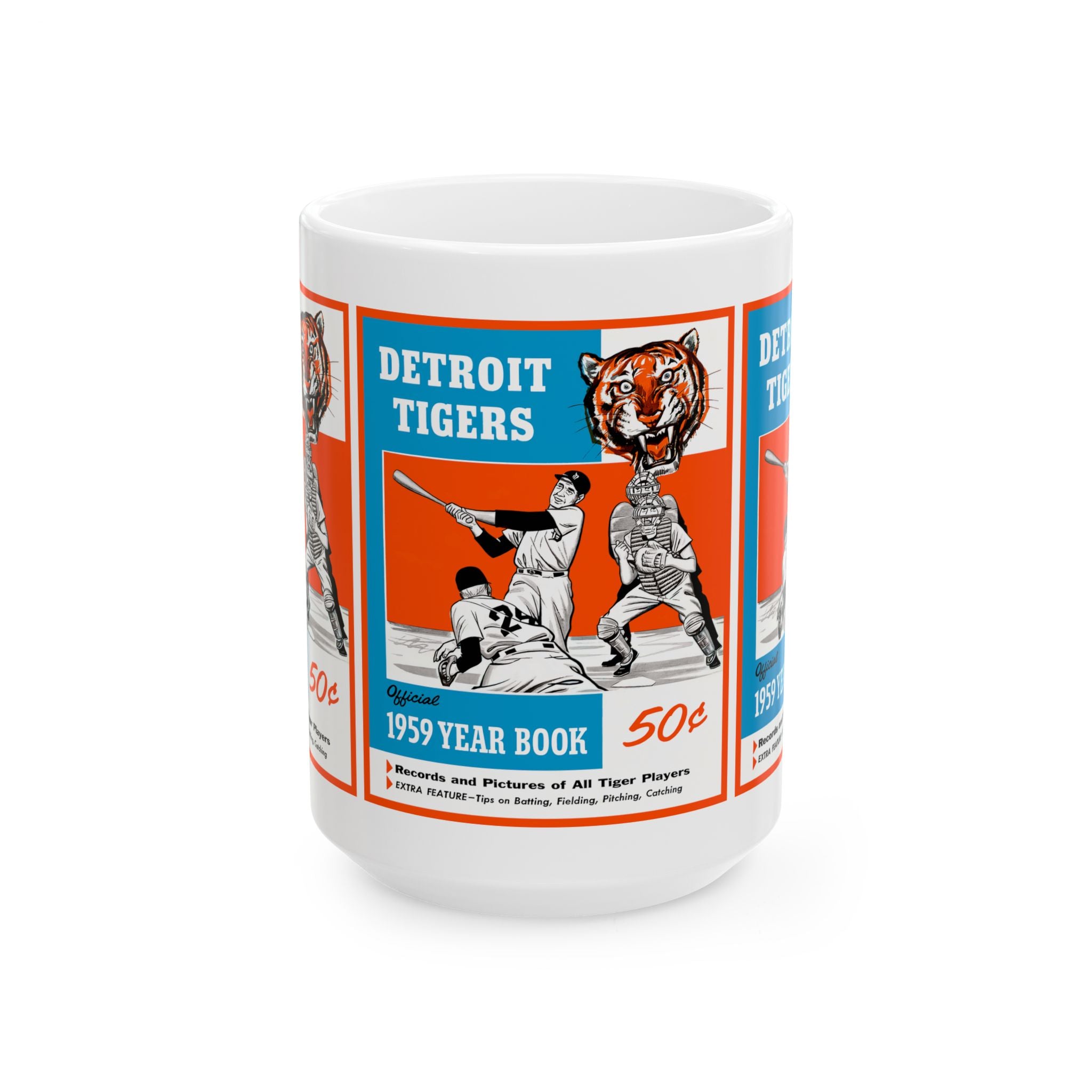 Ceramic Mug, 1959 Baseball Detroit Tigers Yearbook, Vintage Sports Fan Gift, Baseball Memorabilia, Detroit Tigers Collectible Mug, Sports