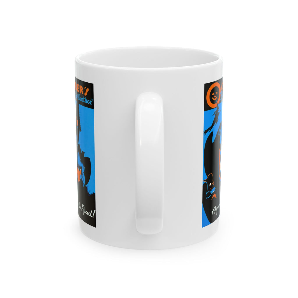 Vintage WPA Poster - October Bright Blue Weather - A good time to read! - Ceramic Mug, 11oz