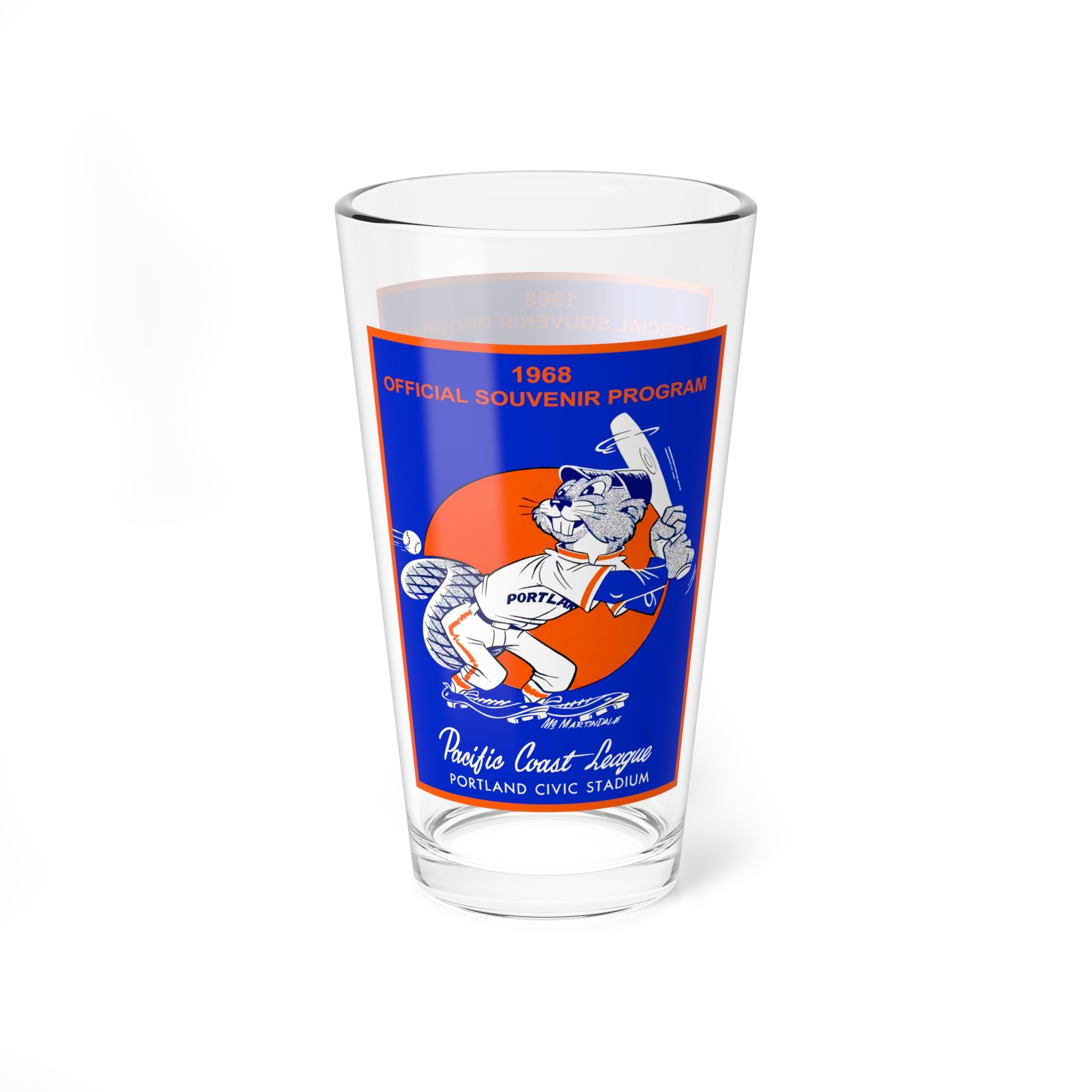 Mixing Glass, 16oz - Vintage 1968 Baseball Portland Beavers Pacific Coast League, Gift for Baseball Fans, Sports Memorabilia, Collectible
