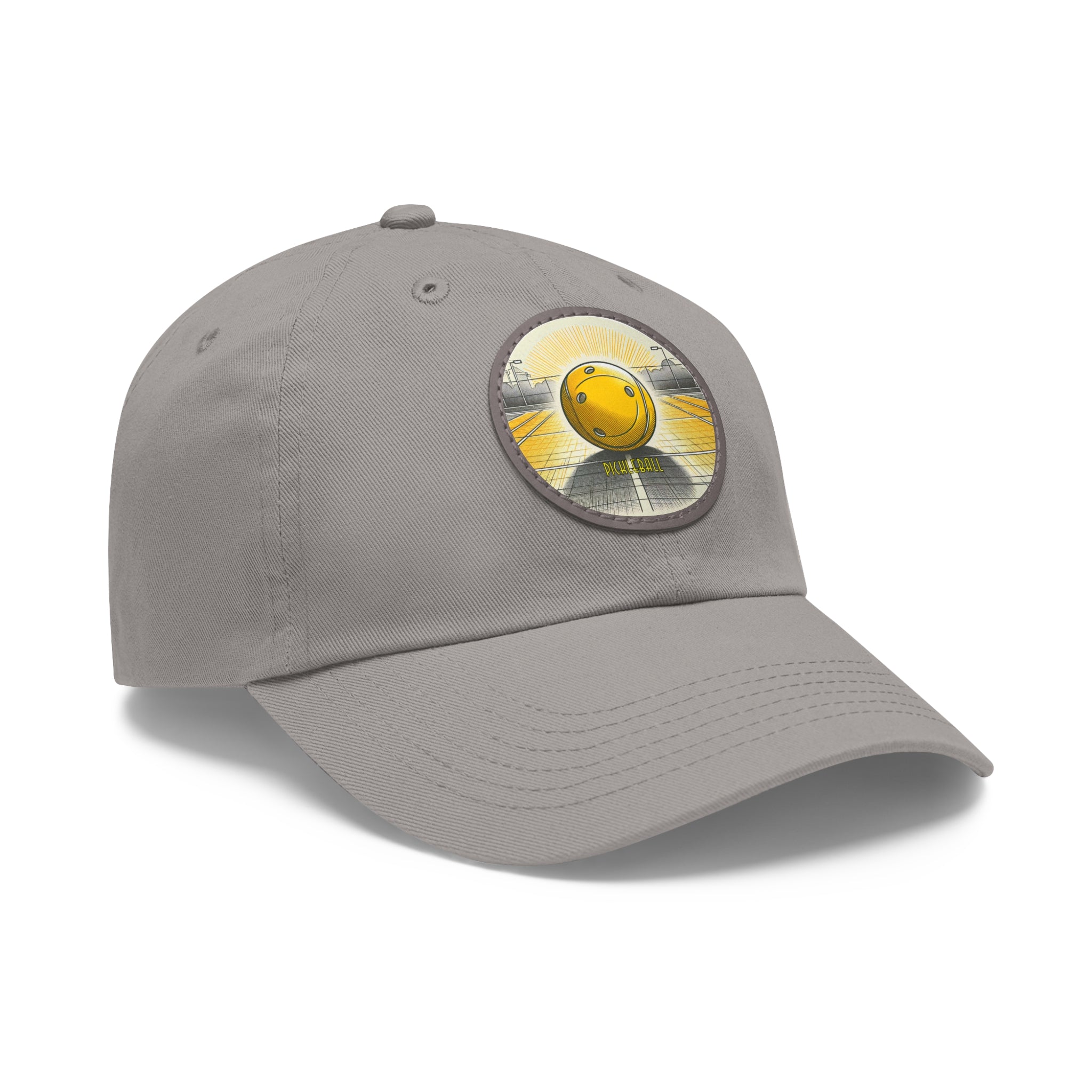Pickleball - Dad Hat with Leather Patch (Round)