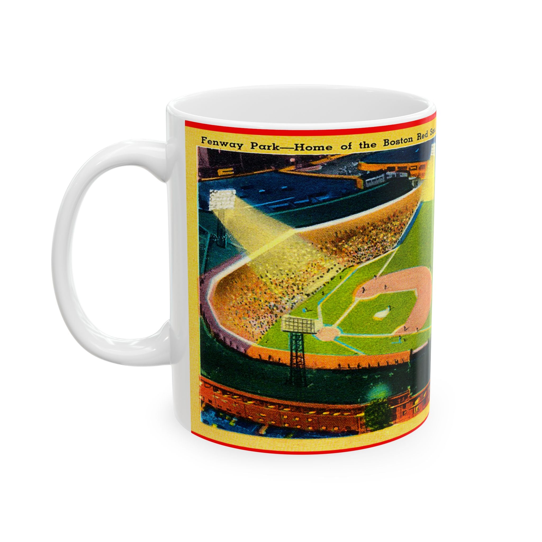 Vintage Boston Red Sox Ceramic Mug, Fenway Park Postcard Design, Baseball Fan Gift, Sports Memorabilia, Coffee Cup, Tea Mug, Red Sox