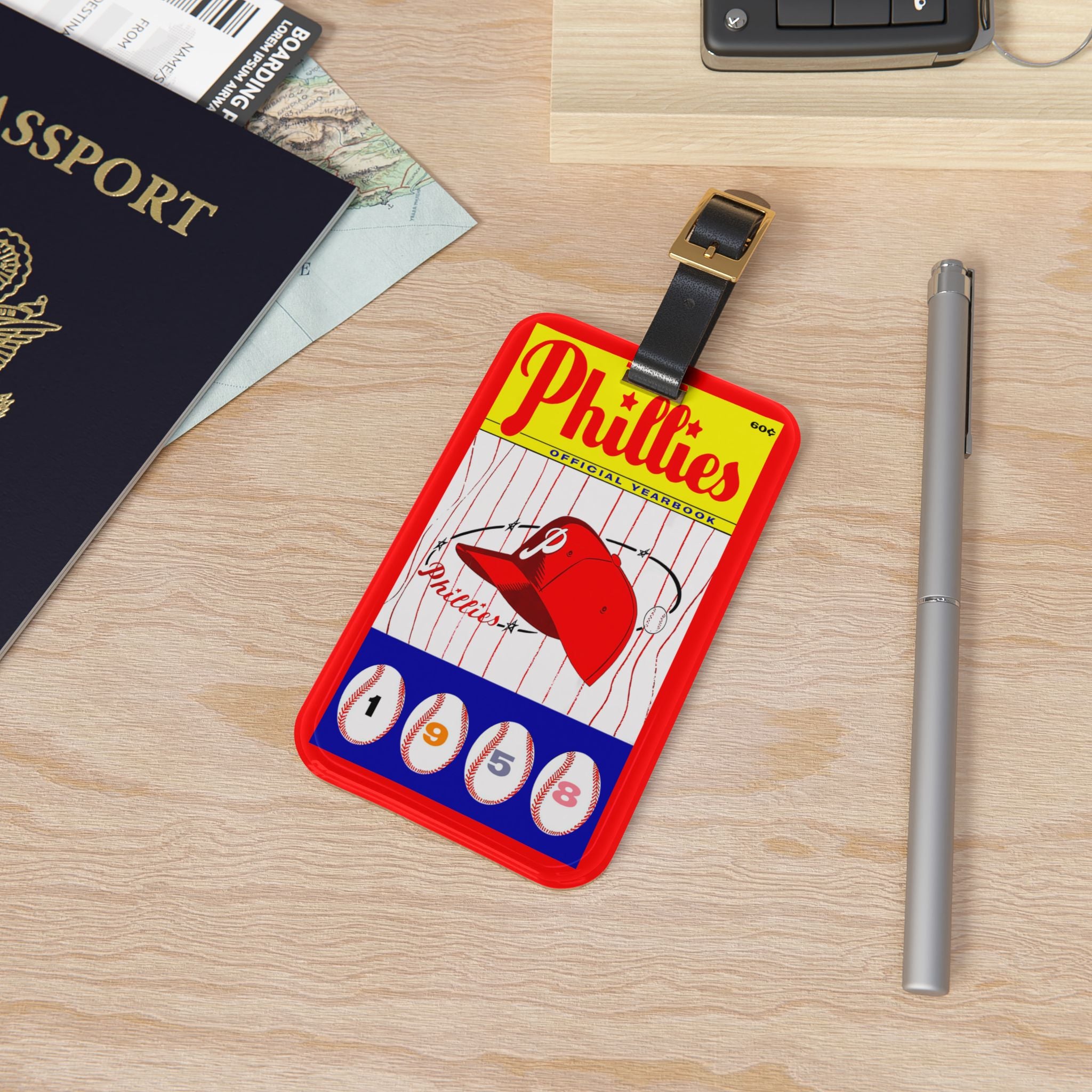 1958 Baseball Philadelphia Luggage Tag | Vintage Philly Sports Travel Accessory