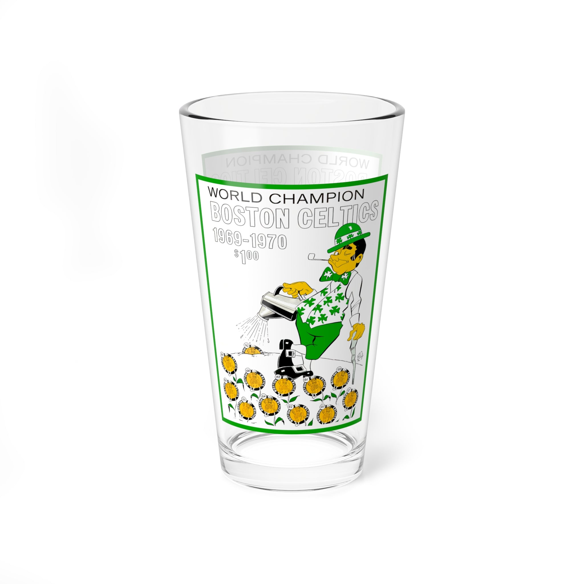 Mixing Glass, 16oz - 1969-1970 Basketball Boston Celtics, Sports Fan Gift, Retro Basketball Design, Vintage NBA Glass, Barware Decor,