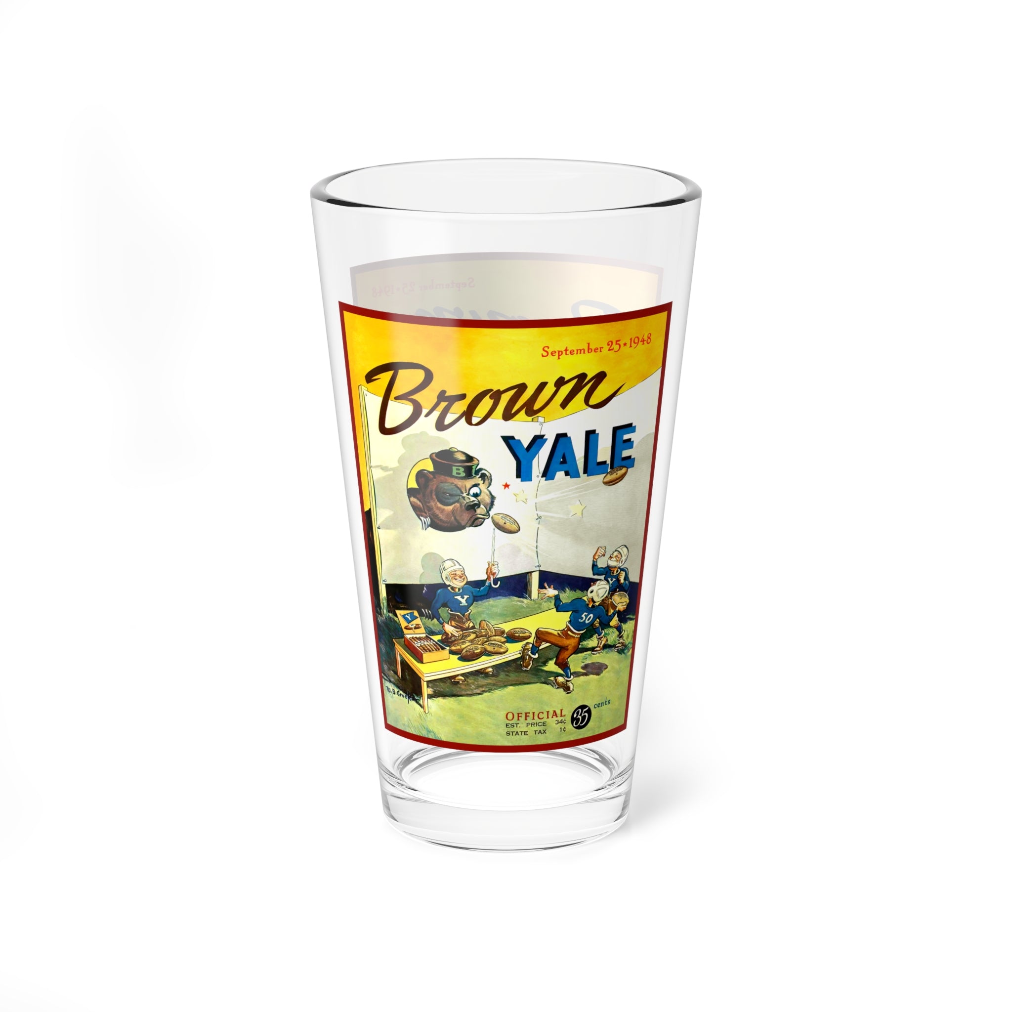 Yale 1948 Football Brown Mixing Glass — 16oz Cocktail Shaker Glass