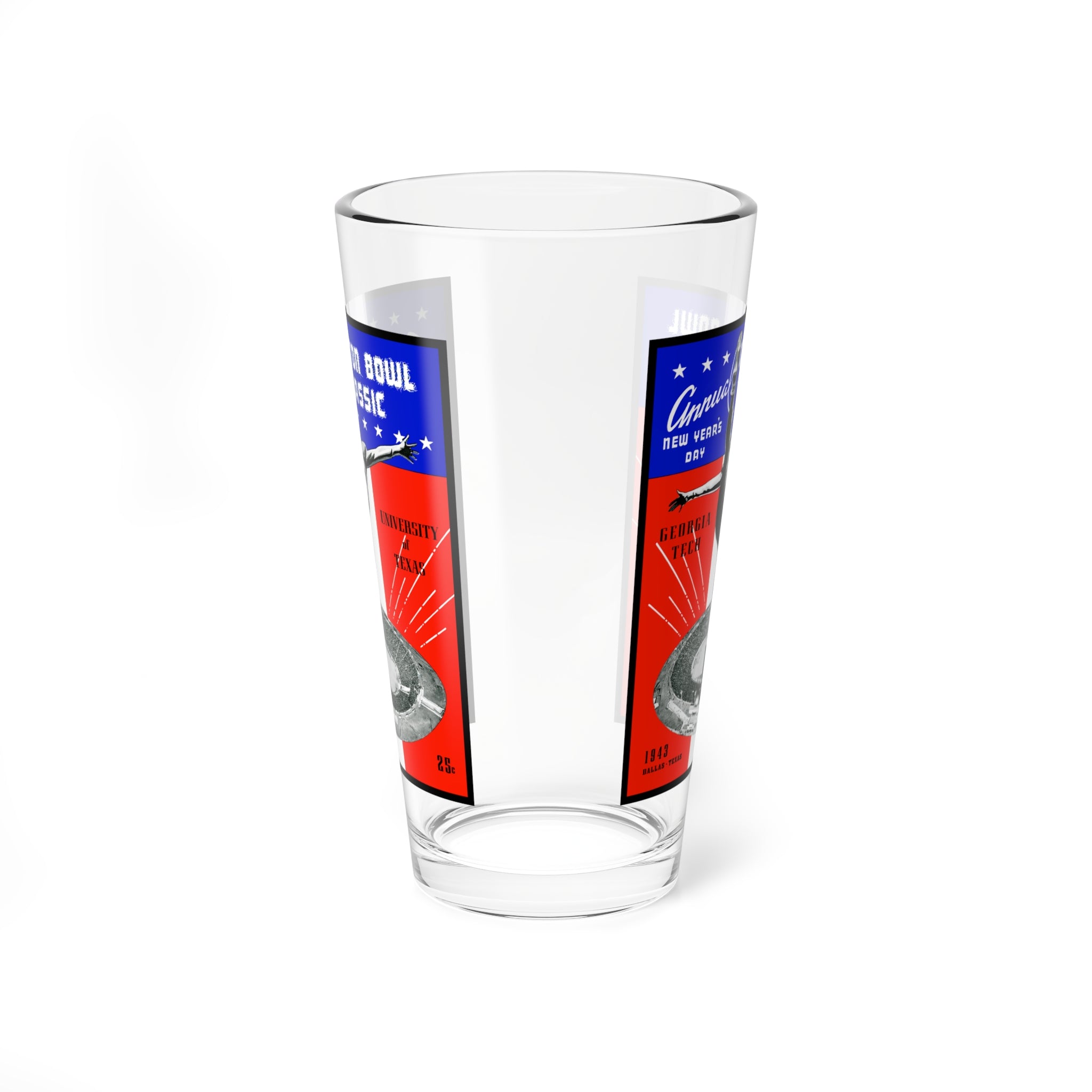 1943 Football Cotton Bowl Mixing Glass — Texas vs. Georgia Tech 16oz