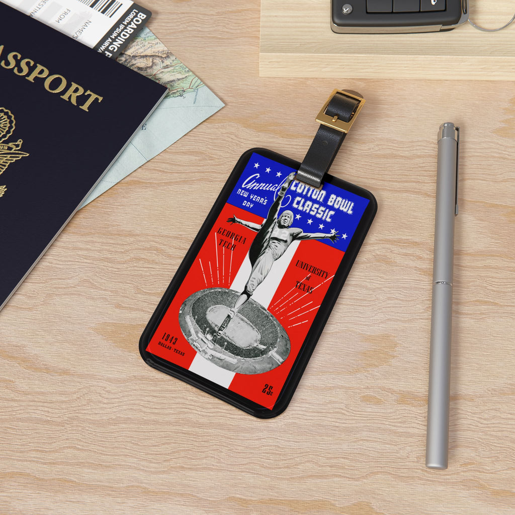 1943 Football Cotton Bowl Luggage Tag — Texas vs. Georgia Tech