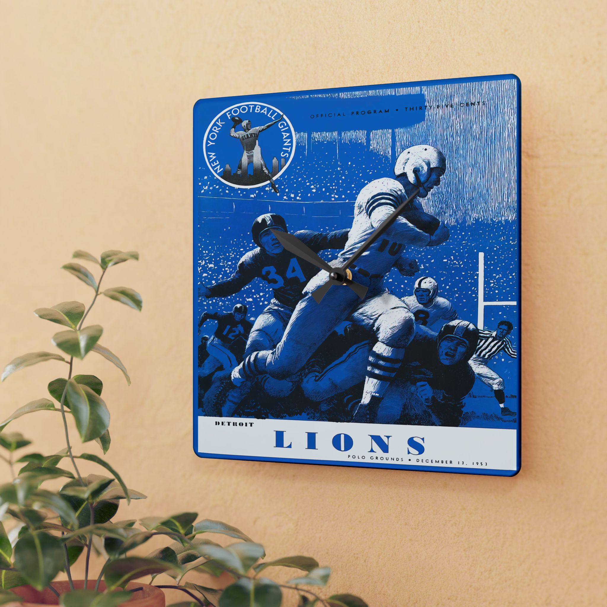 Football Wall Clock, Detroit Lions Fan Gift, Vintage Sports Decor, Acrylic Clock, Football Memorabilia, Retro Clock