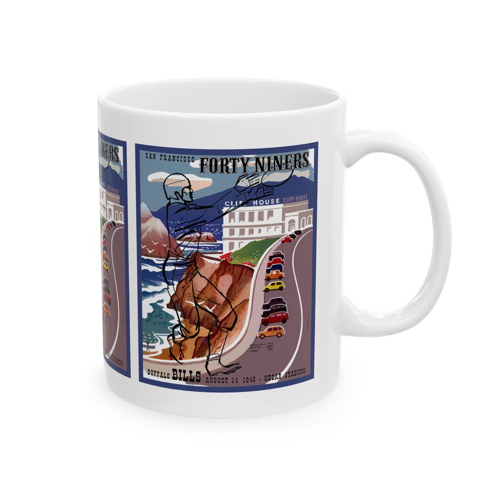 1949 Vintage San Francisco 49ers - Buffalo Bills - Football Program Cover - Ceramic Mug, 11oz