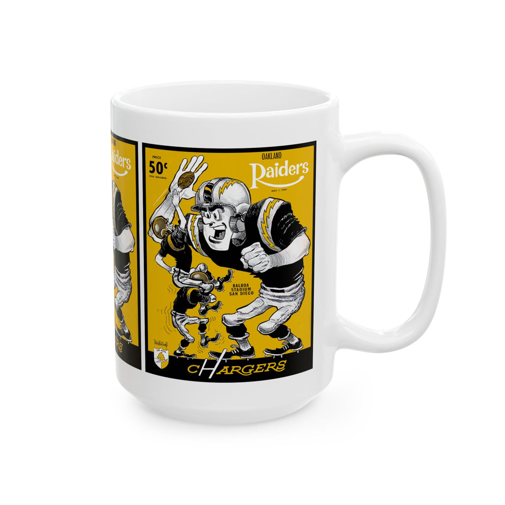 Ceramic Mug, 1964 San Diego Chargers Football Oakland Raiders, Coffee Cup, Sports Fan Gift, Vintage Football Memorabilia, Retro Design