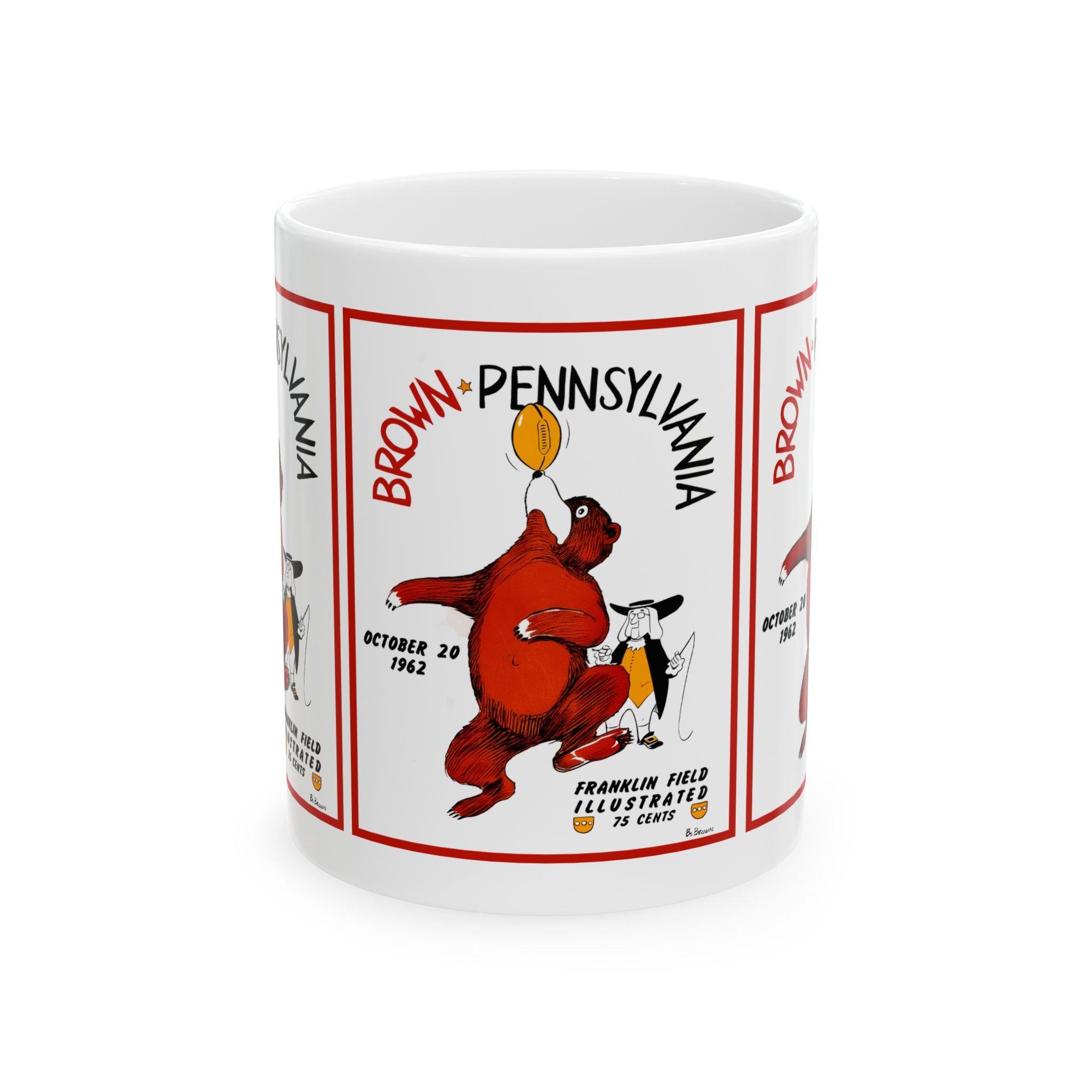 Ceramic Mug, 1962 Football Brown - Pennsylvania, Sports Fan Gift, Coffee Mug, Tea Cup, Hot Cocoa Mug, Unique Mug, Gift for Him, Gift for Her