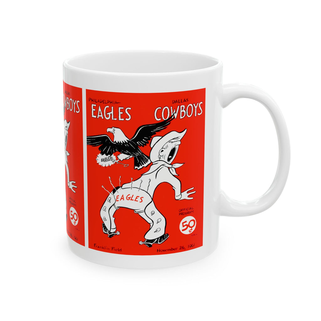1961 Vintage Dallas Cowboys - Philadelphia Eagles Football Program Cover - Ceramic Mug, 11oz