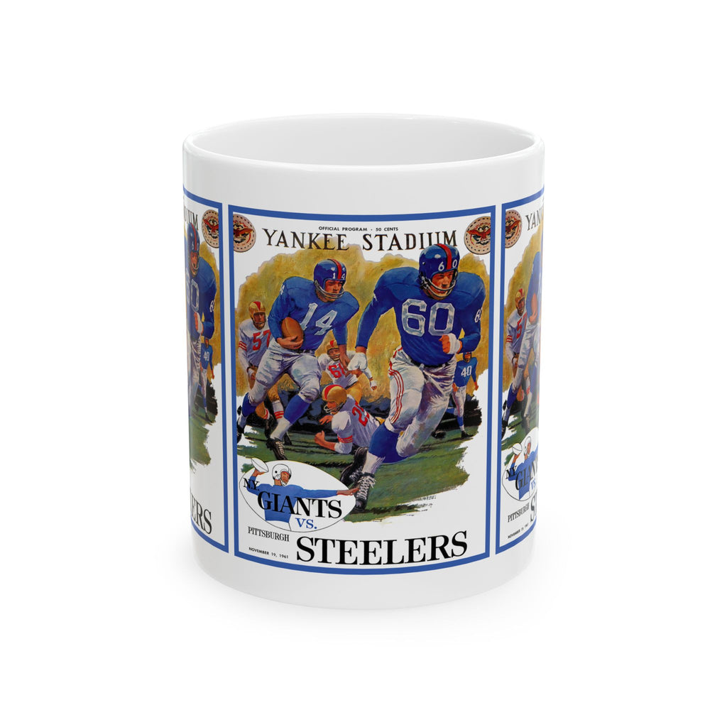 1961 Vintage Football Game Ceramic Mug — 'Giants vs Steelers' Yankee Stadium Poster (11oz/15oz)
