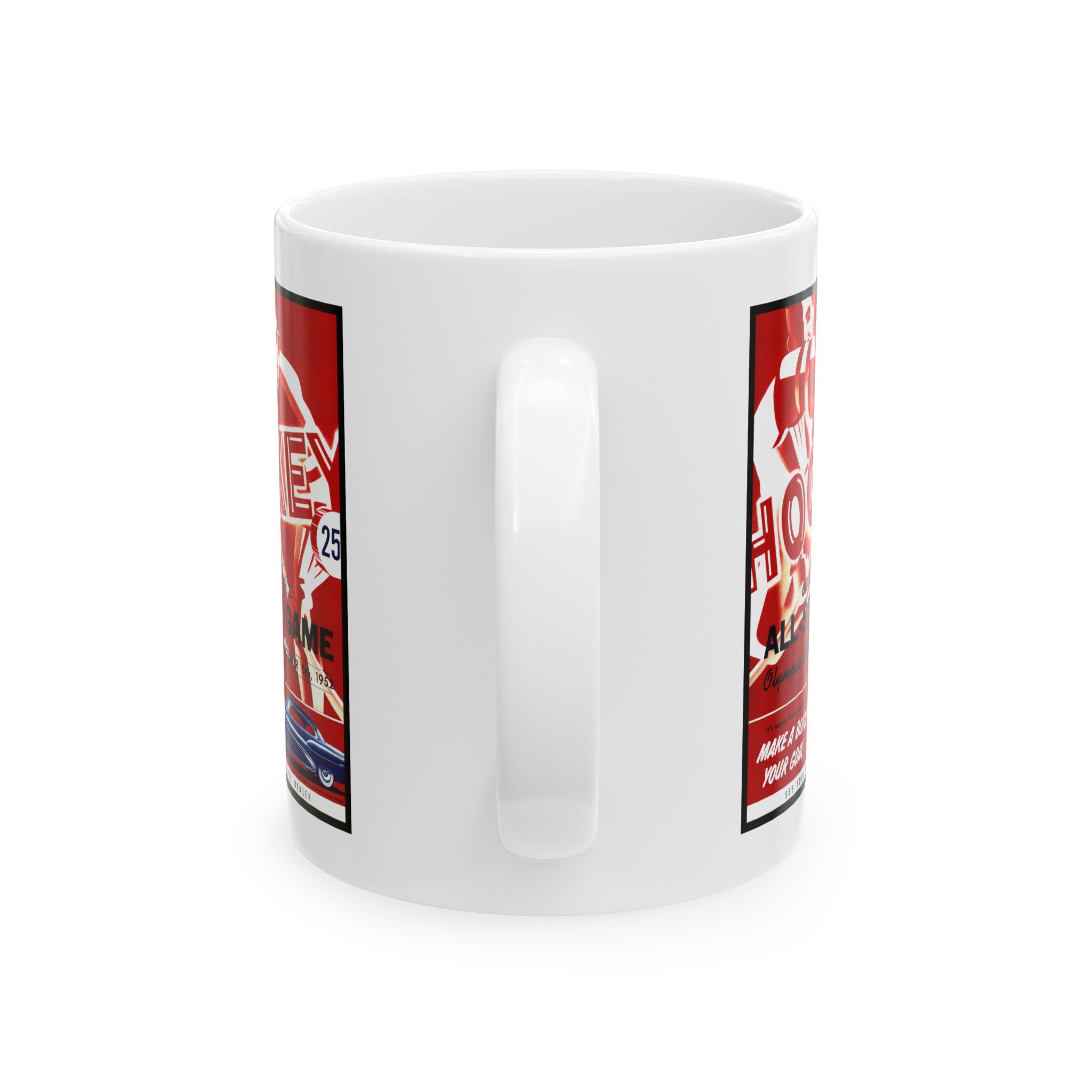 Vintage 1952 Hockey All-Star Game Program Ceramic Mug - Sports Fan Gift, Hockey Memorabilia, Gift for Dad, Unique Sports Collectible, Retro