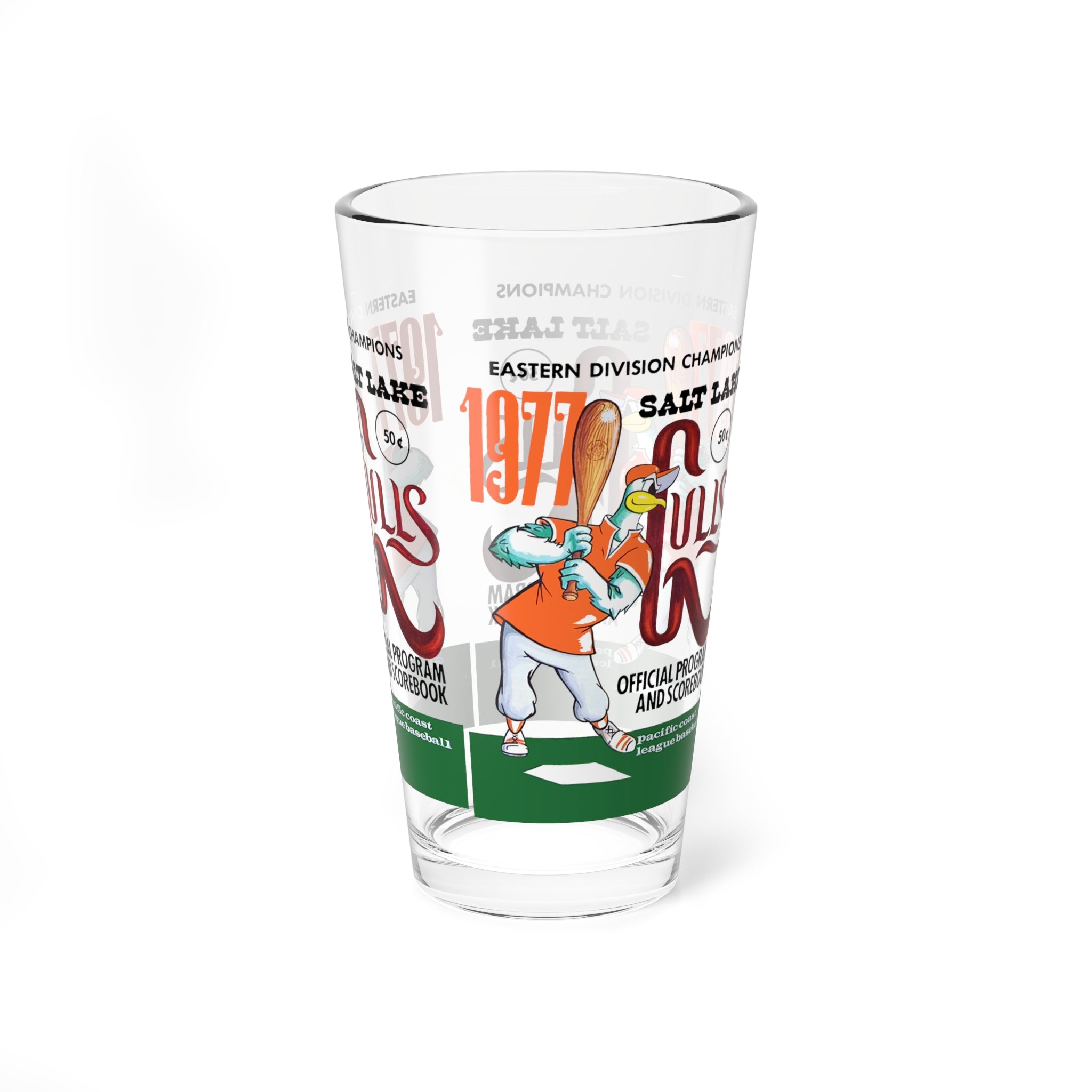 1977 Vintage Salt Lake City Gulls Baseball Program Cover -  Pint Glass, 16oz
