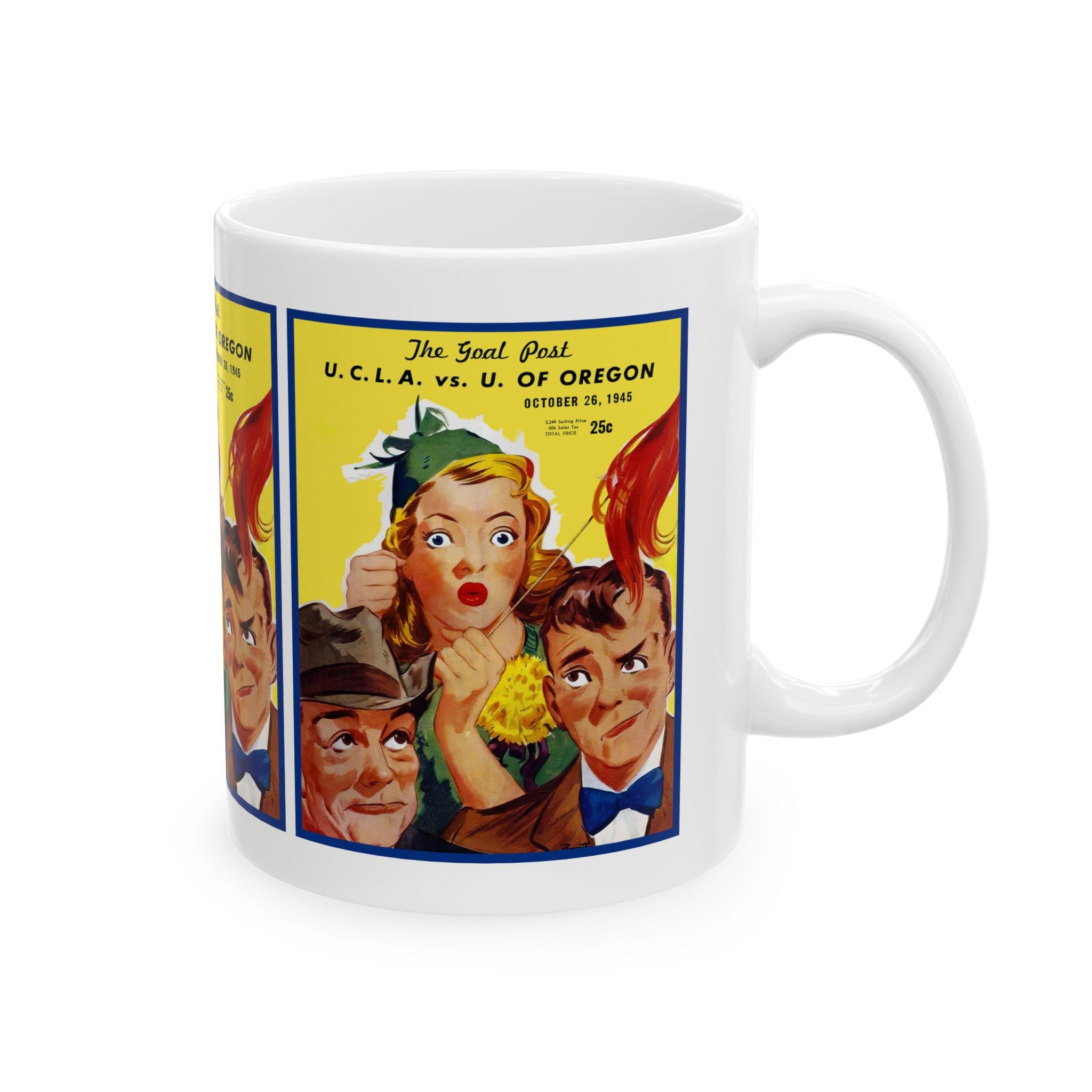 1945 Football Oregon vs UCLA Mug | Vintage College Football Ceramic Mug 11oz and 15oz