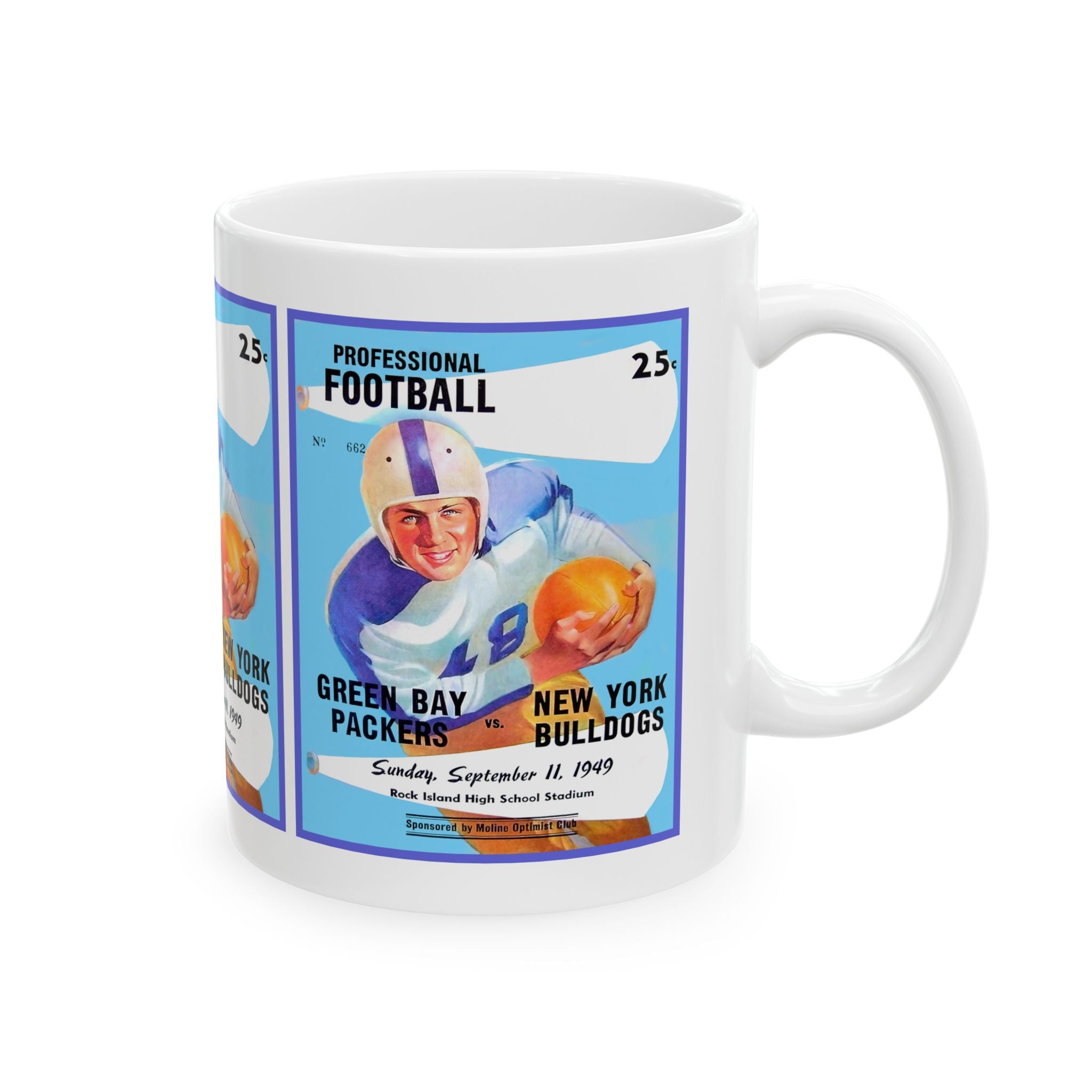 Vintage 1949 Football Packers-Bulldogs Ceramic Mug, Sports Fan Gift, Retro Team Logo Drinkware, Football Memorabilia Coffee Cup, Father's