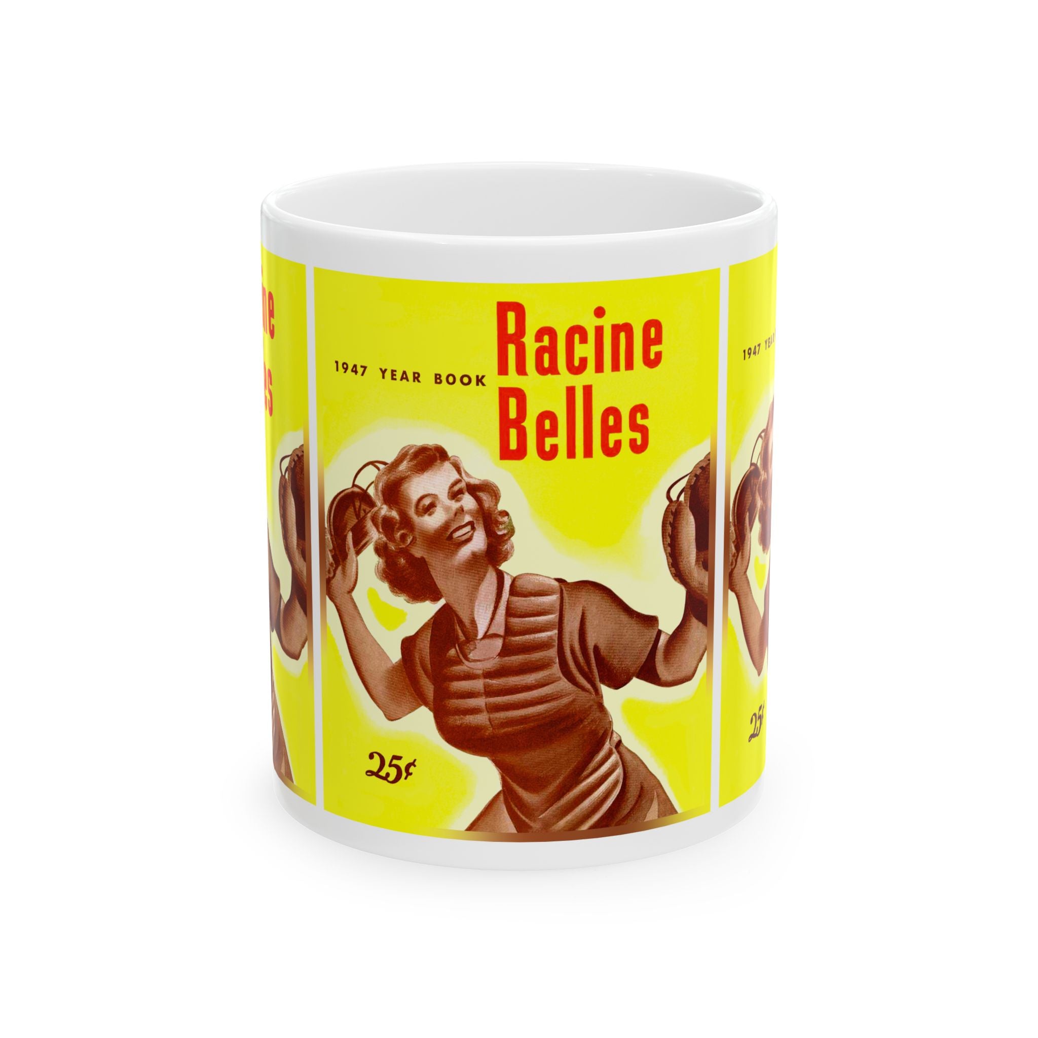 Ceramic Mug, 11oz, 15oz - Vintage 1947 Baseball Racine Belles - All-American Girls, Gift for Sports Fans, Baseball Enthusiasts, Collectors,