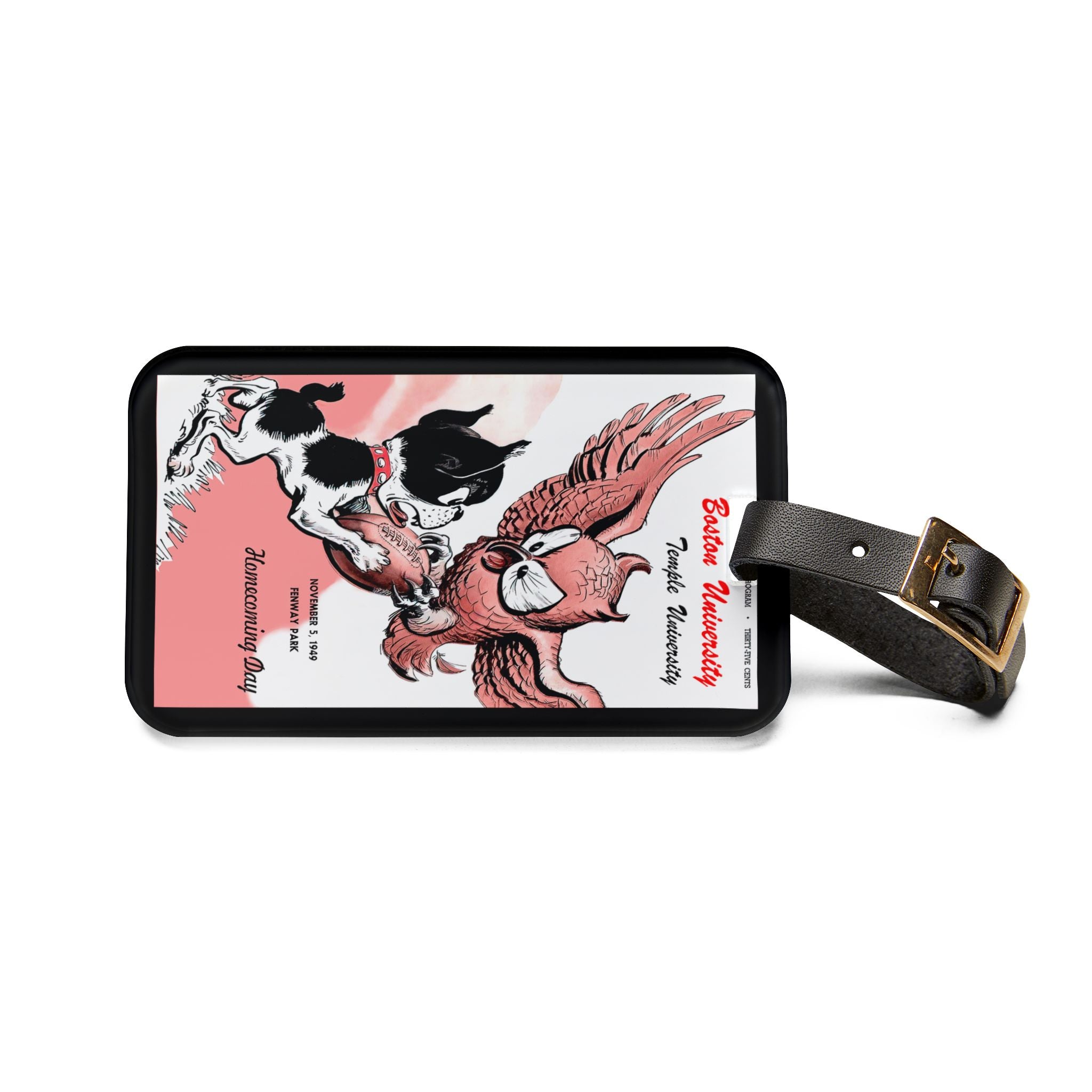 1949 Football Temple Boston Luggage Tag | Vintage Sports ID Bag Tag