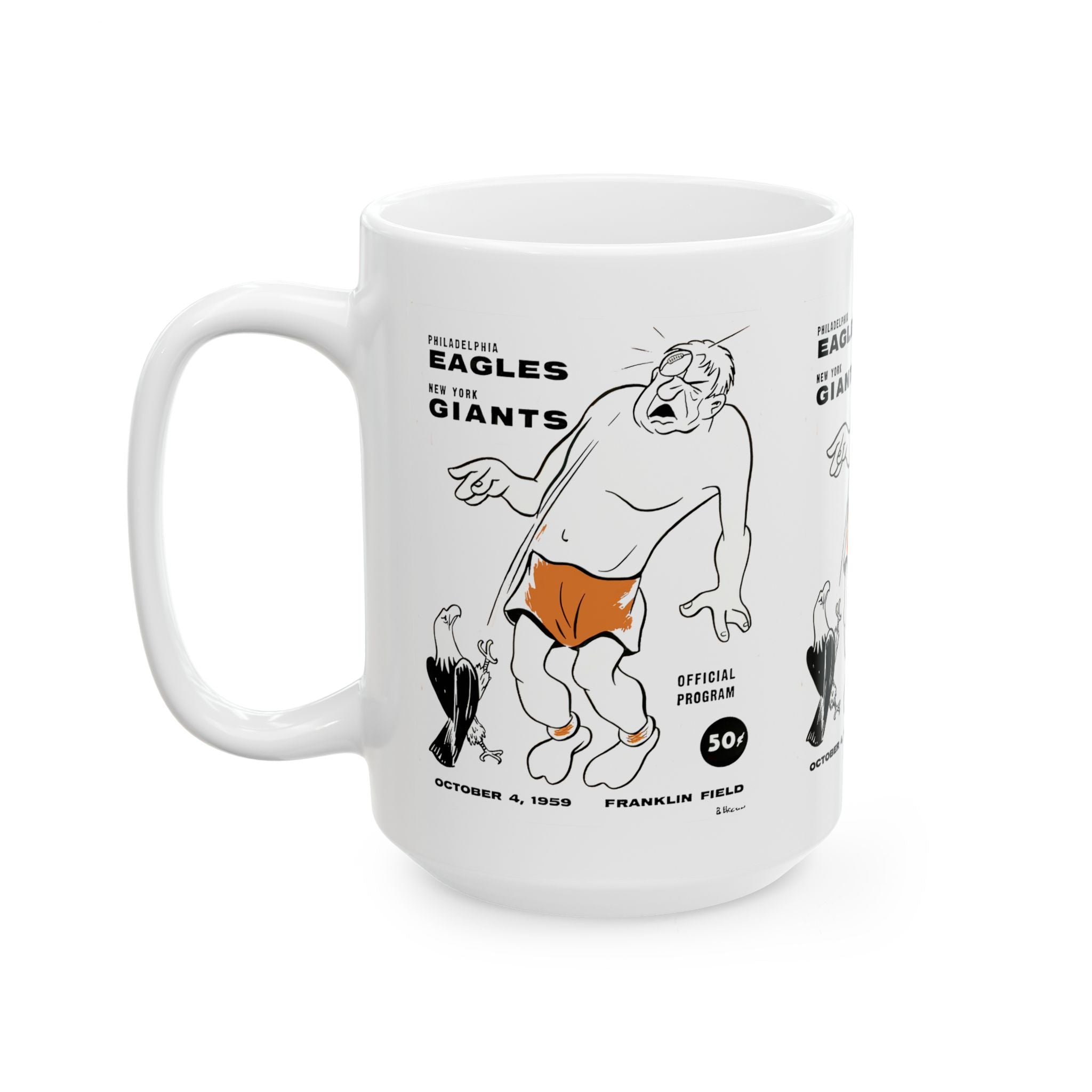 1959 Football Giants Eagles Mug | Vintage Football Ceramic Coffee Cup, 11oz and 15oz