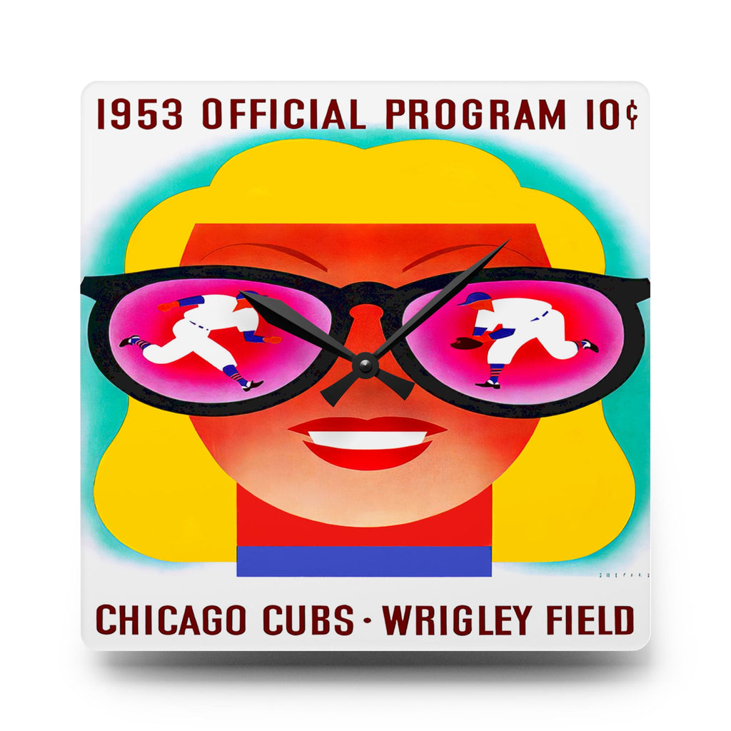 1953 Vintage Chicago Cubs Baseball Program Cover - Acrylic Wall Clock