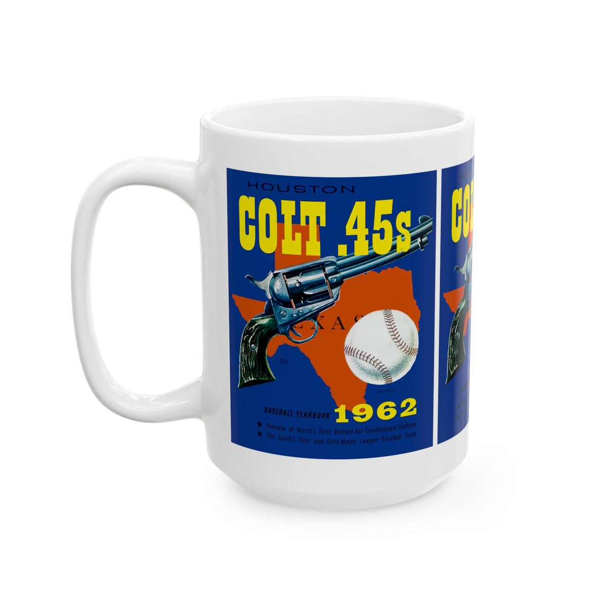 Ceramic Mug, 11oz - 1962 Vintage Houston Colt 45s Baseball Yearbook Cover, Drinkware Gift for Baseball Fans, Retro Sports