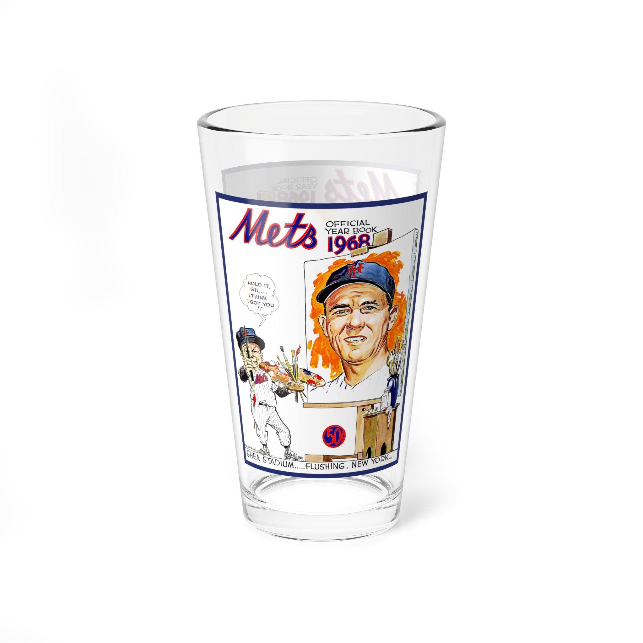 Mixing Glass, 16oz - 1968 New York Mets Baseball - Gil Hodges, Vintage Sports Barware, Gift for Baseball Fans, Sports Memorabilia Decor,