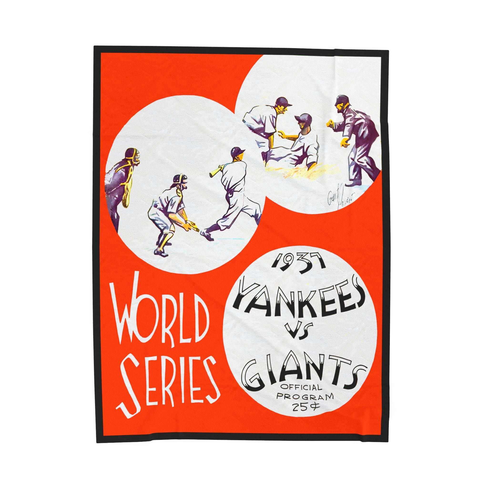 Velveteen Plush Blanket, 1937 Baseball World Series Yankees Giants Throw, Sports Fan Home Decor, Cozy Stadium Blanket, Gift for Baseball