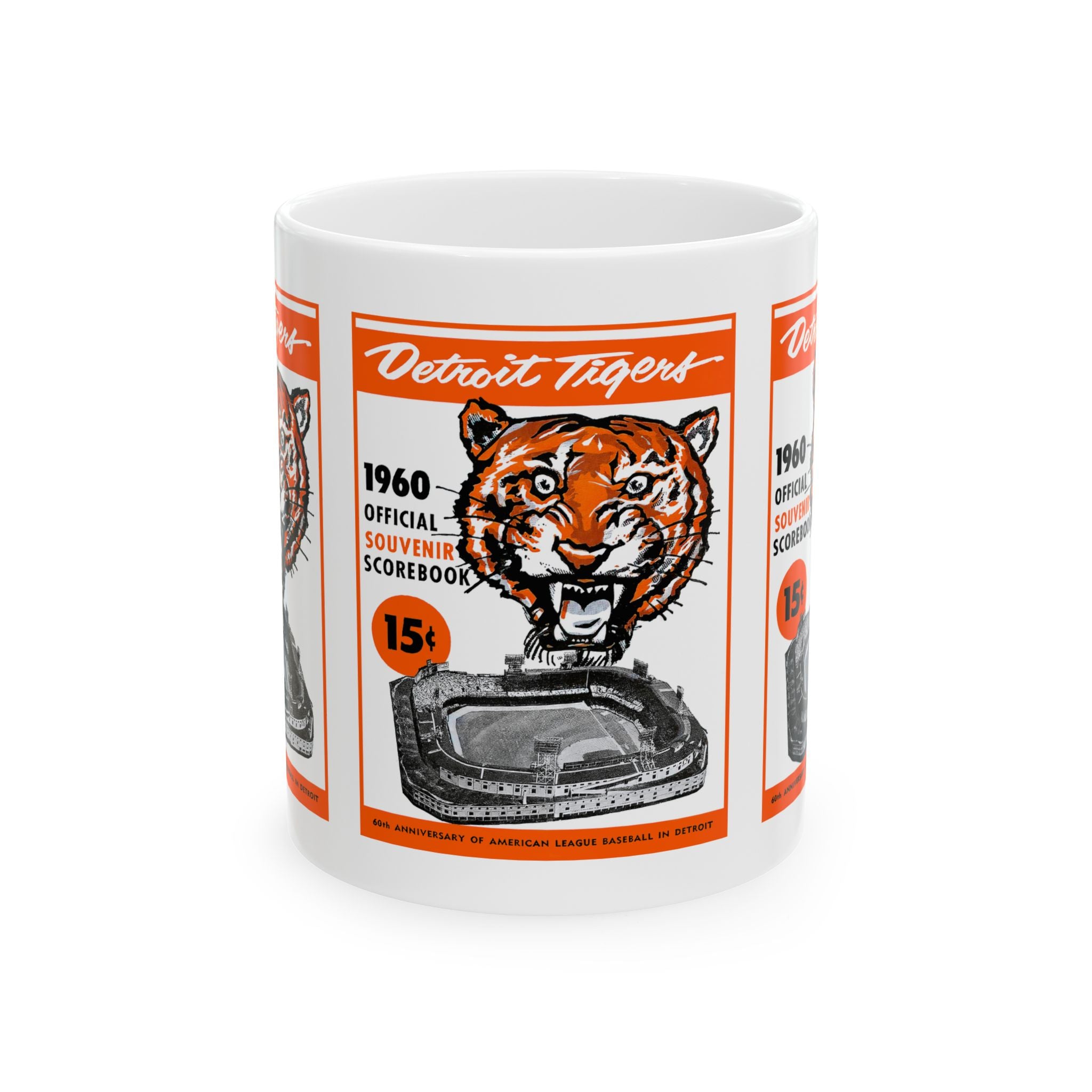 1960 Vintage Detroit Tigers - Tiger Stadium Program Cover - Ceramic Mug, 11oz