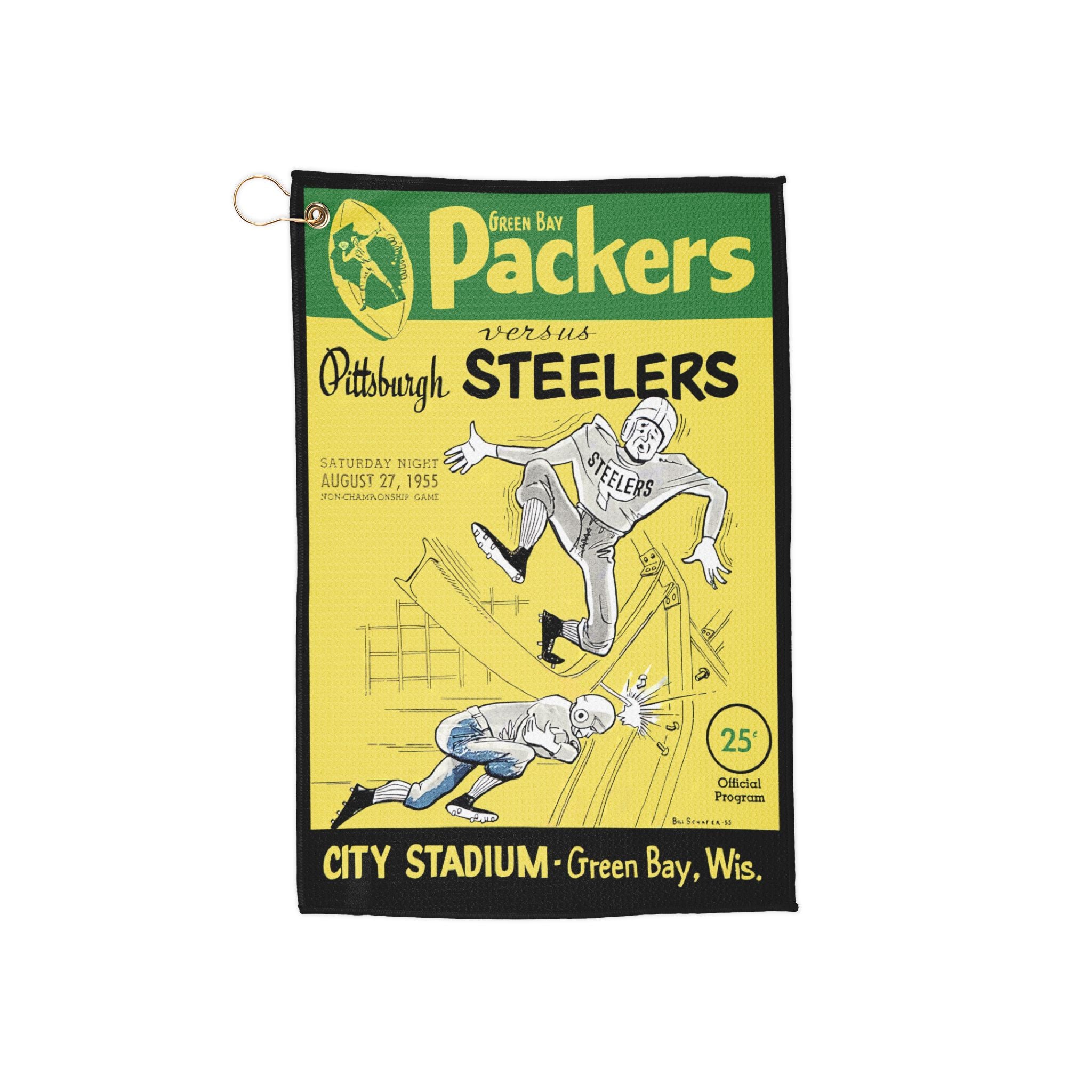 Golf Towels, Vintage Green Bay Packers, Pittsburgh Steelers Sports Fan Towel, Golfing Gift,  Football Team Merchandise, Retro Sports Decor
