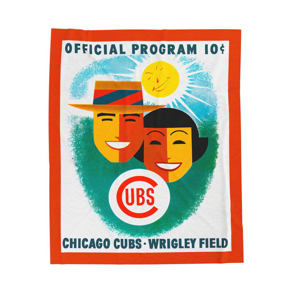 Chicago Cubs 1956 Vintage Program Cover Velveteen Plush Blanket