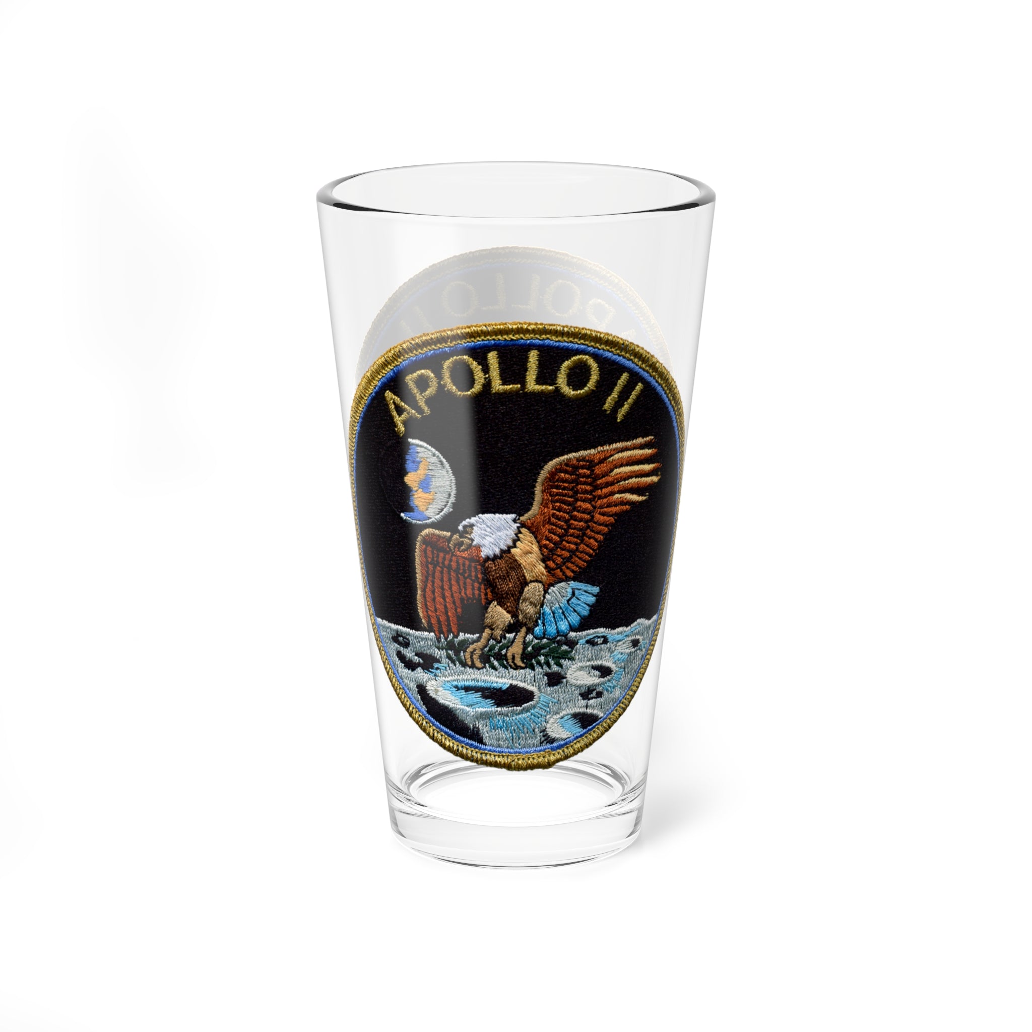 Mixing Glass, NASA Flight Patch - Apollo 11, Astronaut Space Gift, Moon Landing, Space Shuttle, Barware Decor, Kitchenware