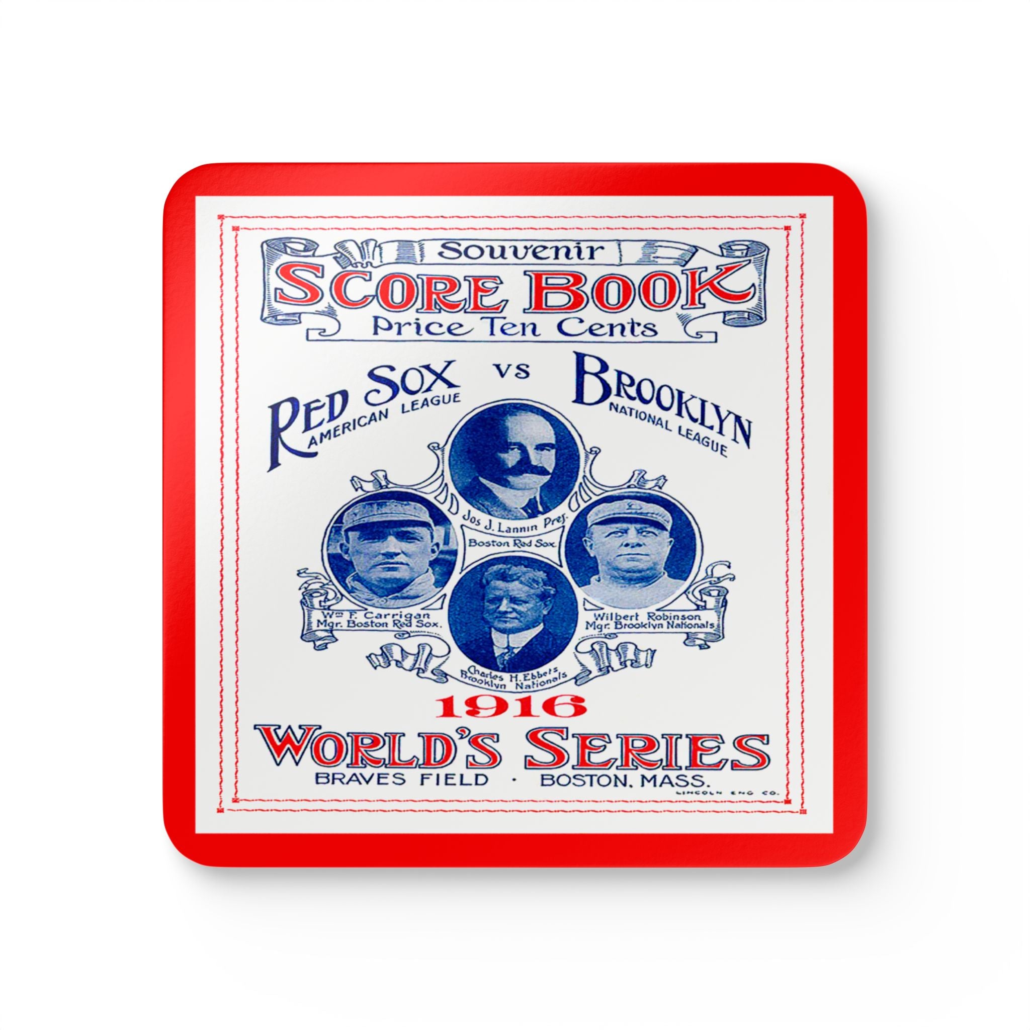 Baseball 1916 World Series Coaster Brooklyn Boston Memorabilia, Sports Coaster, Sports Fan Gift, Baseball Collectibles, Kitchen Decor