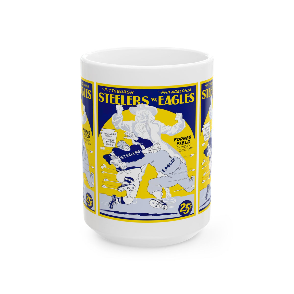 1947 Vintage Football Steelers vs Eagles  Game Program Cover Ceramic Mug (11oz, 15oz)