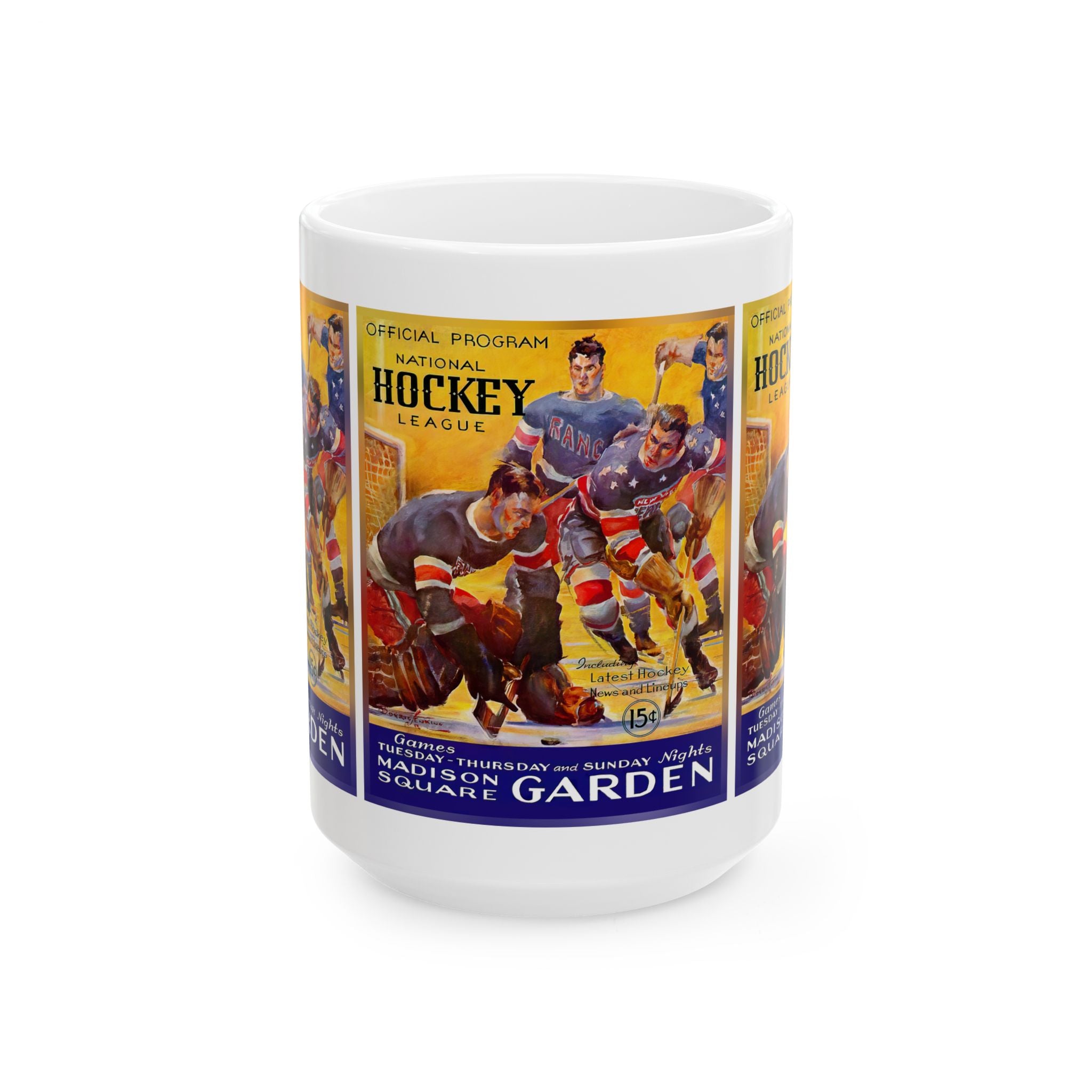 Retro Hockey Ceramic Mug, 1935-1936 New York Americans Sports Fan Gift Cup, Coffee Tea Drinkware, NHL Team History Memorabilia, Hockey Lover