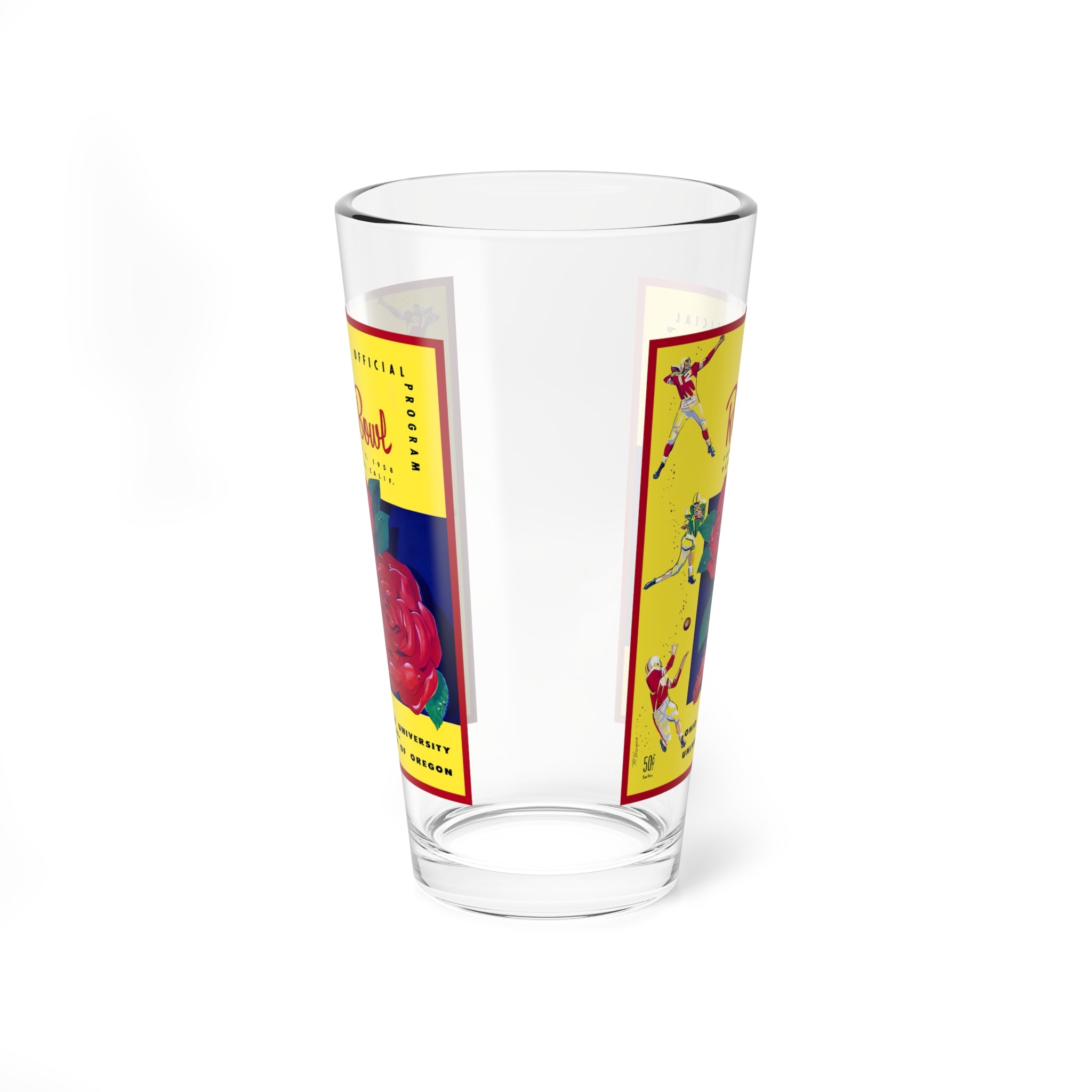 Mixing Glass, 16oz - 1958 Rose Bowl Football Ohio State Oregon, Ohio State vs Oregon, Sports Drinking Glass, Game Day Cup, Tailgating Glass,