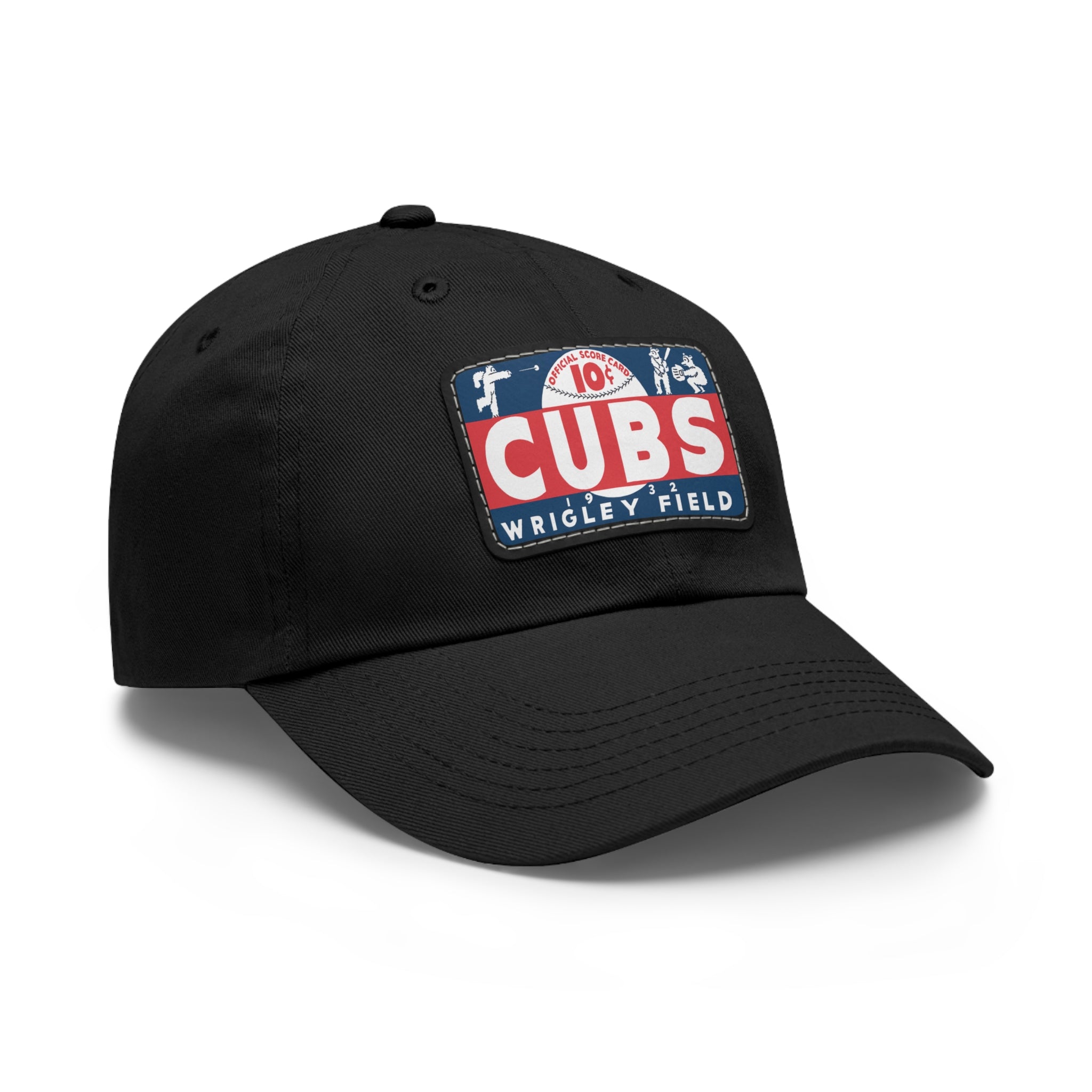 1932 Vintage Chicago Cubs Wrigley Field Scorecard Cover - Dad Hat with Leather Patch (Rectangle)