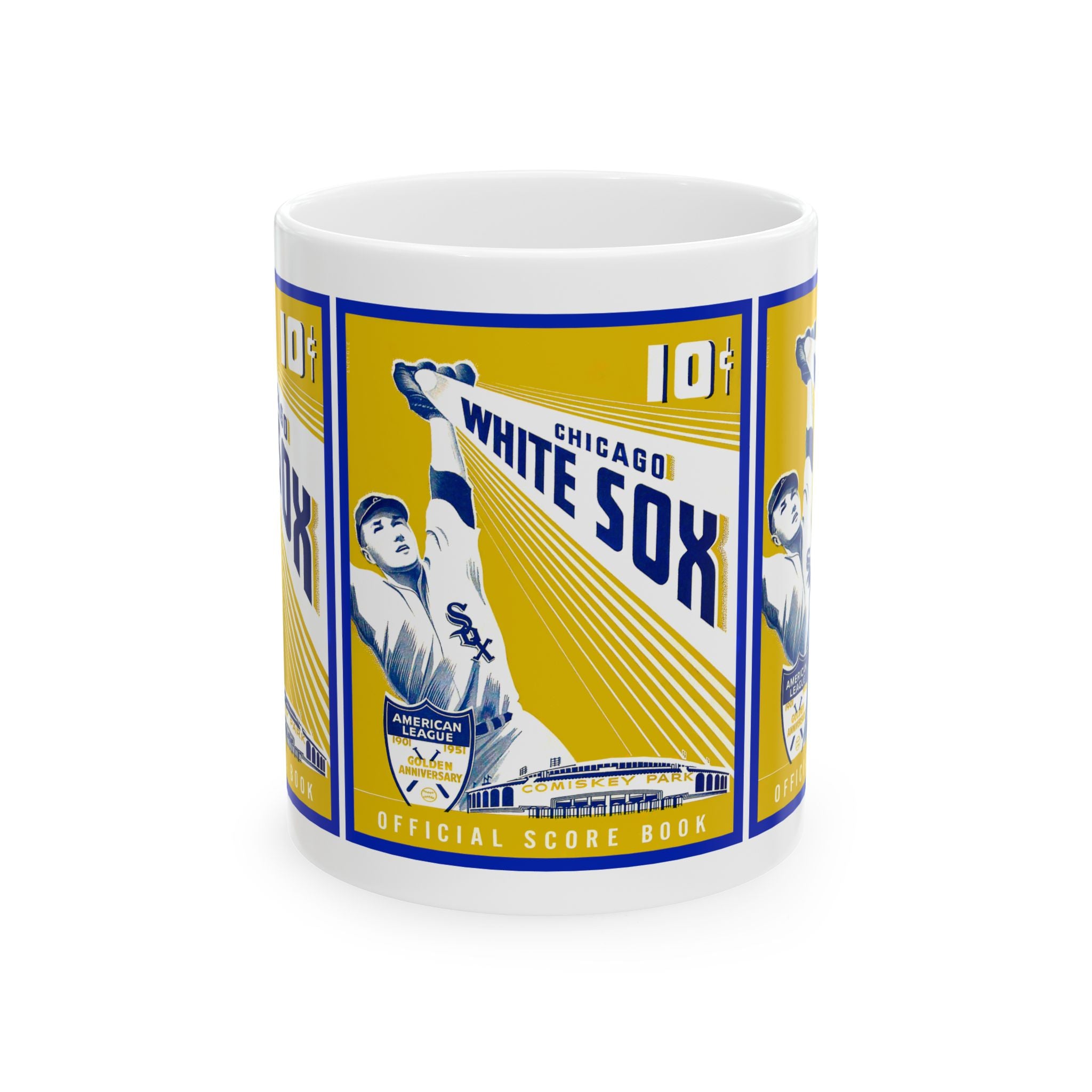 Vintage 1951 Chicago White Sox Golden Anniversary Ceramic Mug, 11oz - Retro Baseball Fan Gift, Sports Memorabilia, Coffee Cup, Home Kitchen