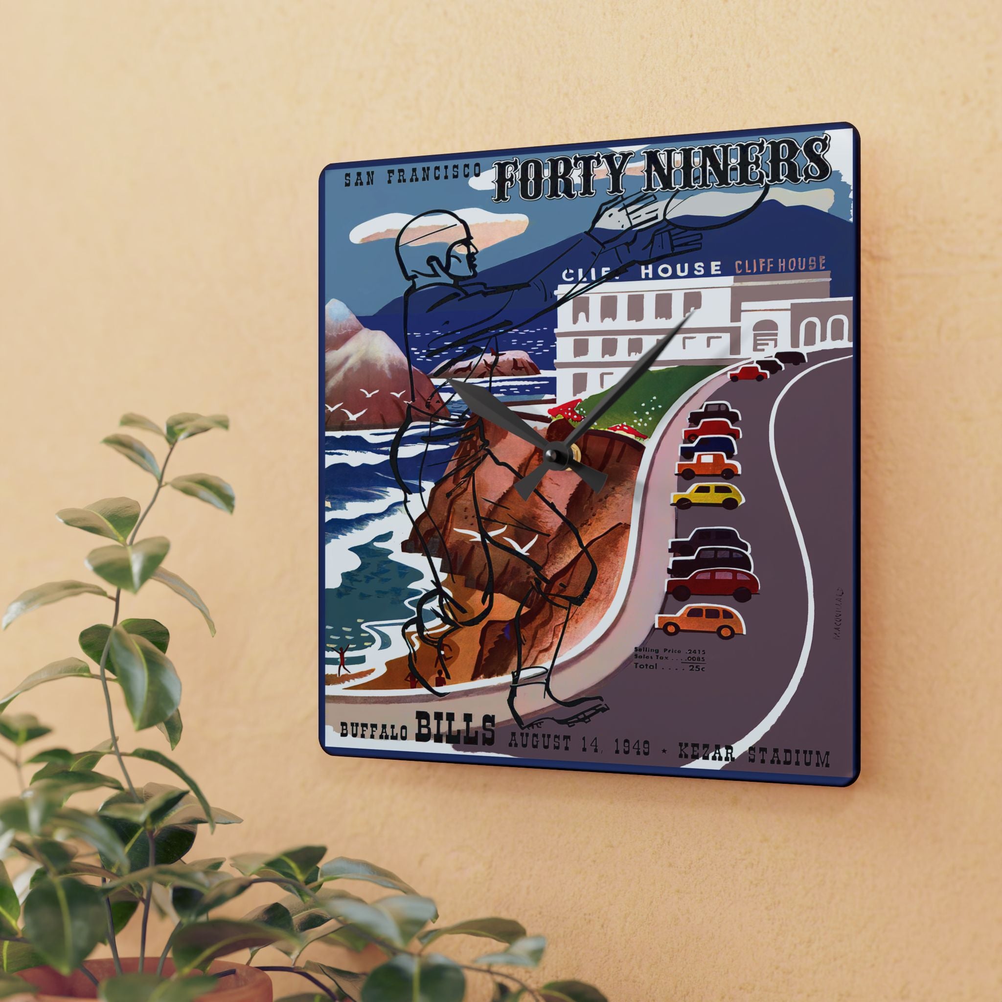 1949 Vintage San Francisco 49ers - Buffalo Bills - Football Program Cover - Acrylic Wall Clock