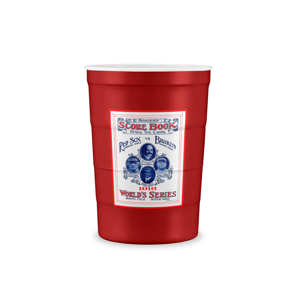 1916 Baseball World Series Brooklyn Dodgers - Boston Red Sox - Reusable Steel Party Cup — Red Insulated Recyclable Tumbler