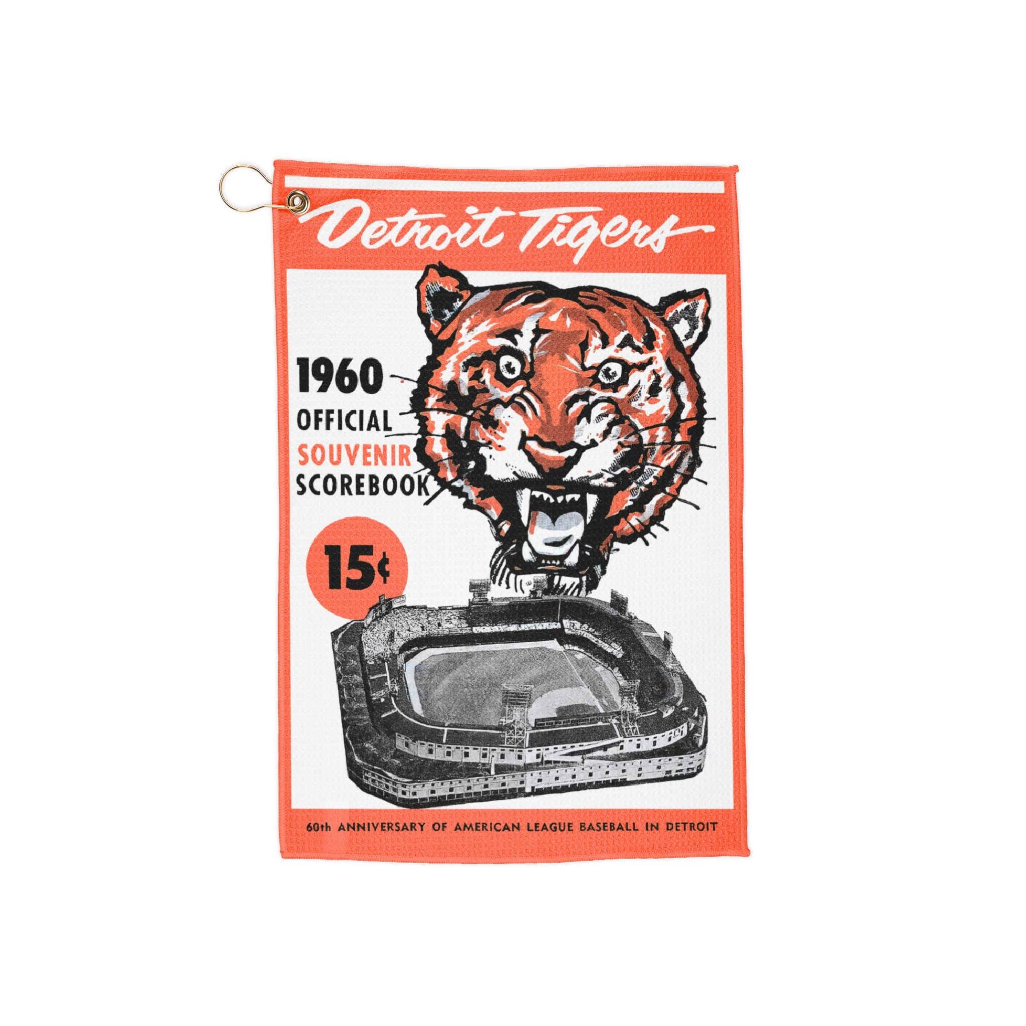 Vintage 1960 Baseball Detroit Tigers Golf Towel, Sports Fan Gift, Retro Sports Towel, Baseball Lover Gift, Detroit Tigers Merchandise