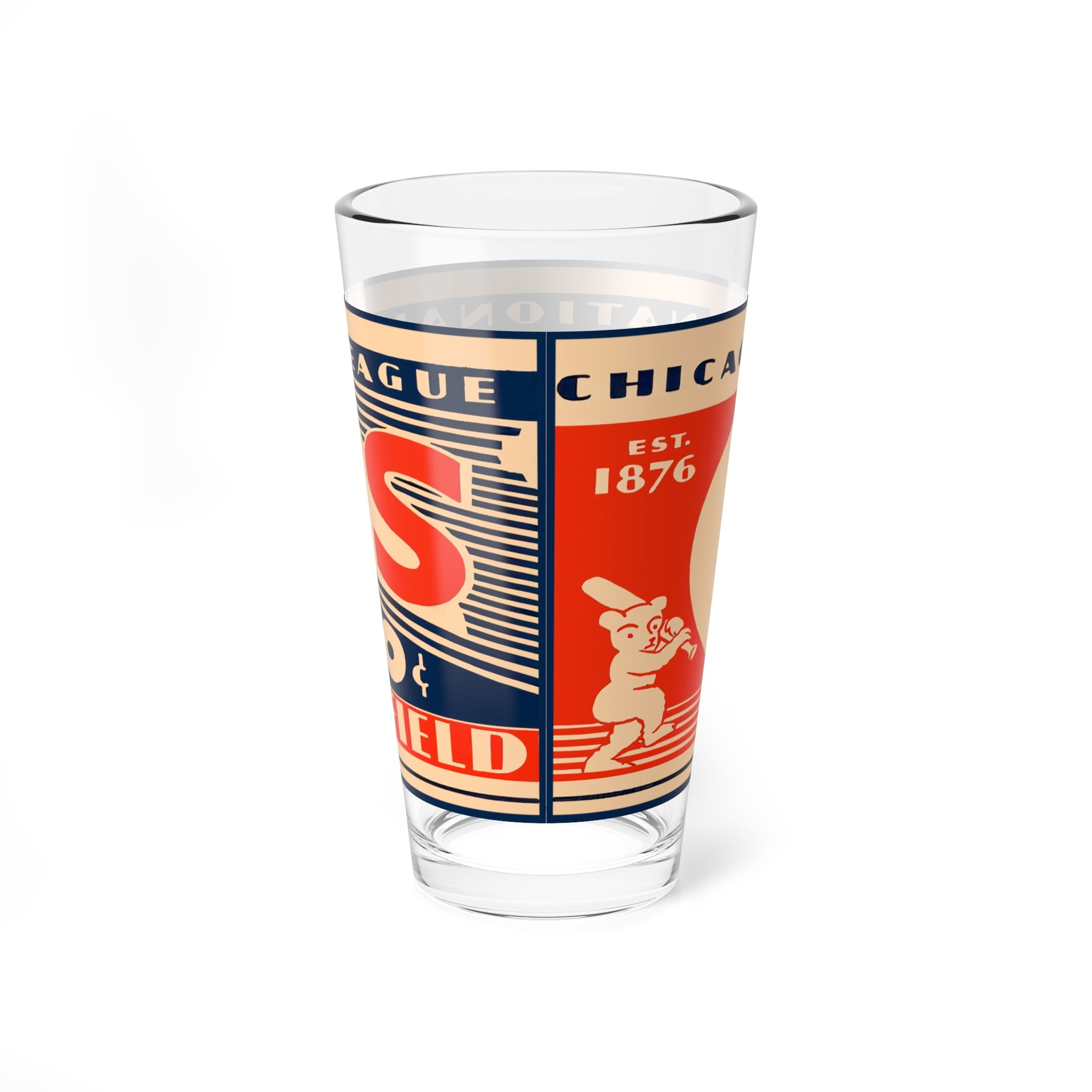 Vintage 1933 Chicago Cubs Baseball Mixing Glass, 16oz - Gift for Baseball Fans, Sports Memorabilia, Barware, Collectible Glass, Father's Day