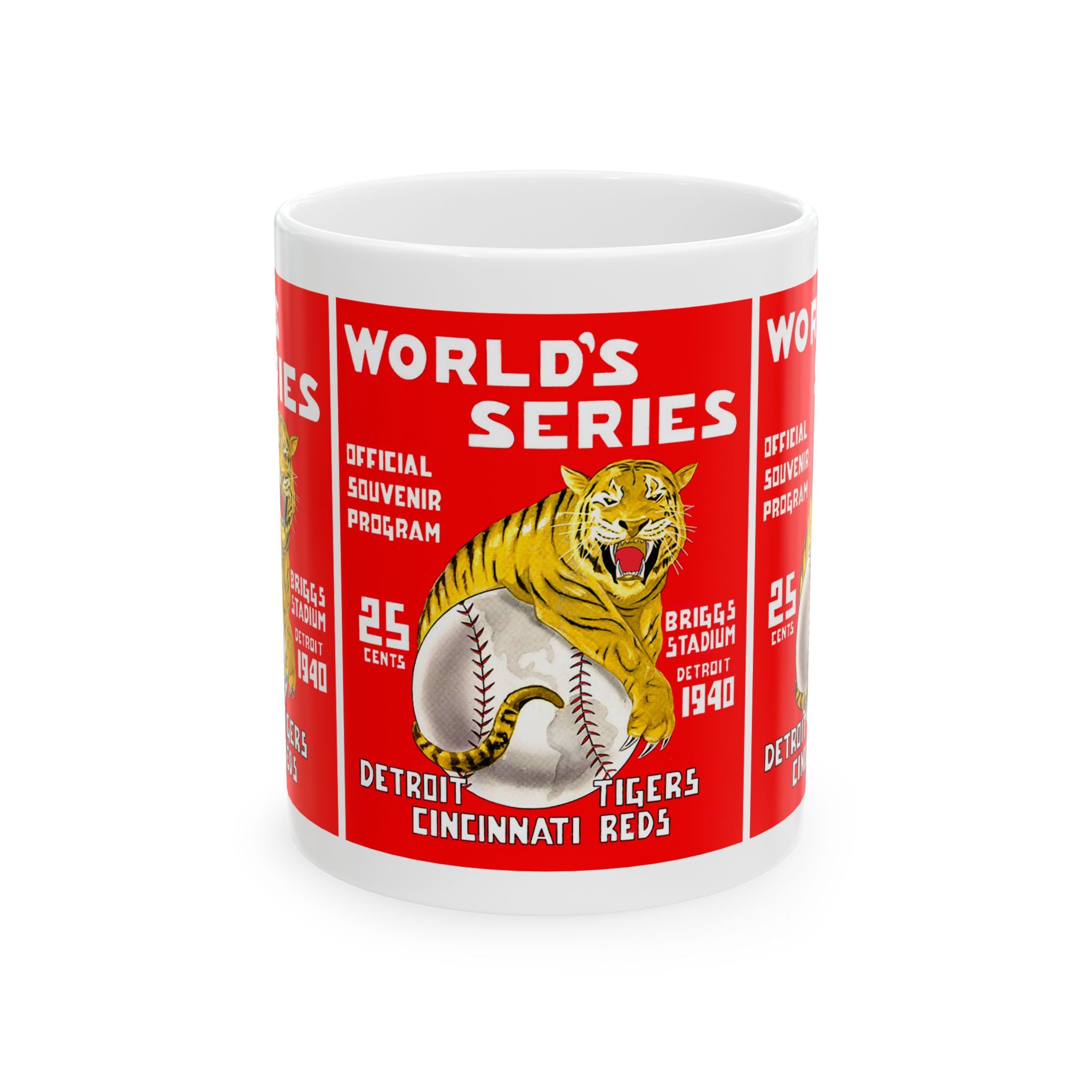 Baseball World Series Ceramic Mug, 1940 Detroit Tigers vs Cincinnati Reds Gift, Sports Fan Coffee Cup, Baseball Memorabilia, 11oz 15oz