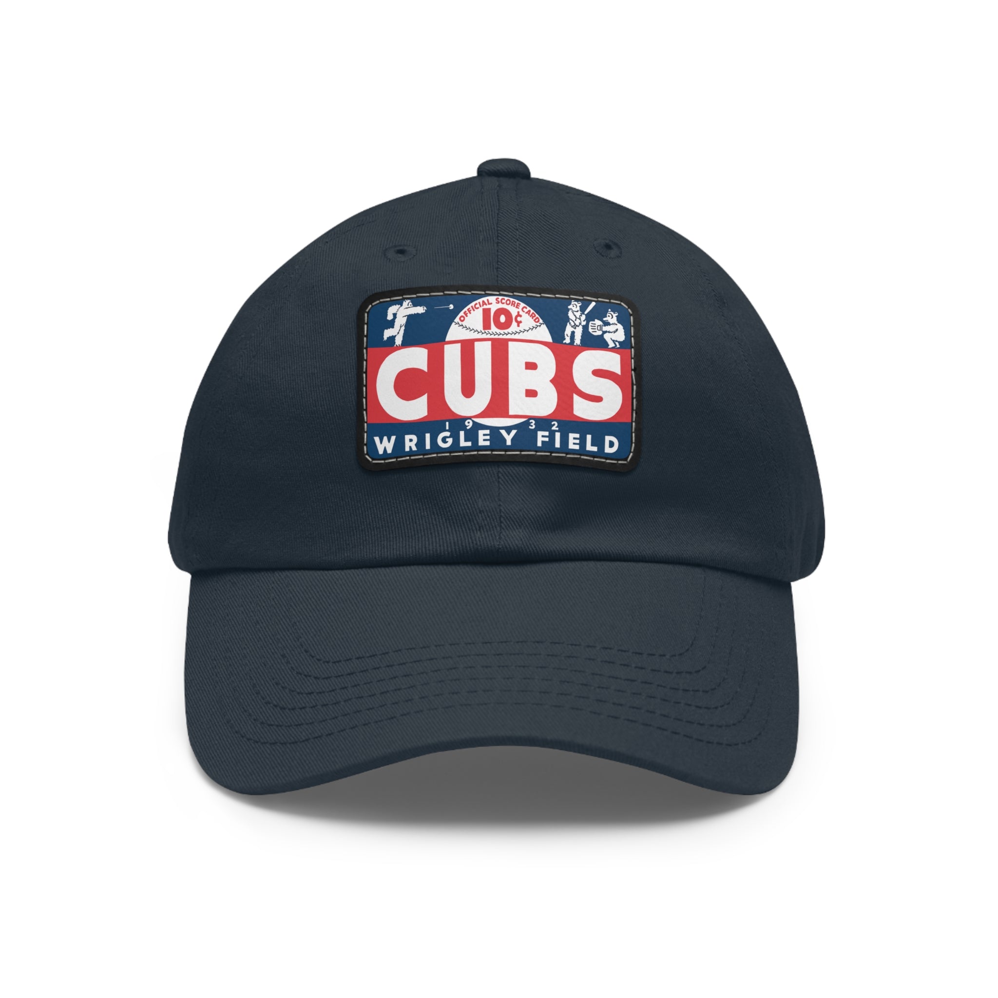1932 Vintage Chicago Cubs Wrigley Field Scorecard Cover - Dad Hat with Leather Patch (Rectangle)