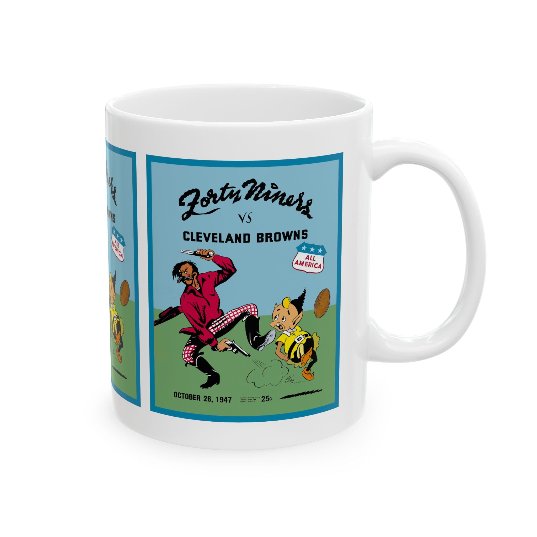 1947 Vintage Cleveland Browns - San Francisco 49ers Football Program Cover - Ceramic Mug, 11oz