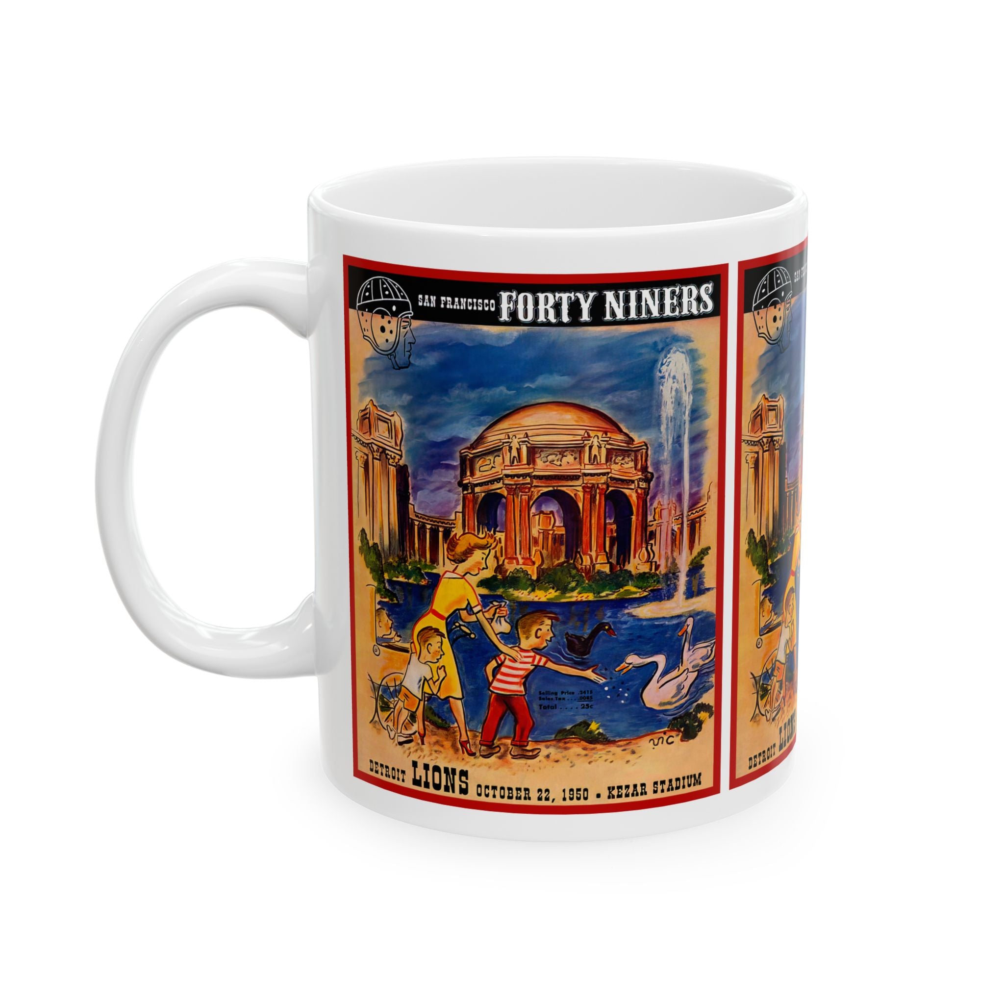 Vintage Football Ceramic Mug, Detroit Lions vs San Francisco 49ers, Retro Sports Fan Gift, Coffee Cup, Thanksgiving Gift, Football
