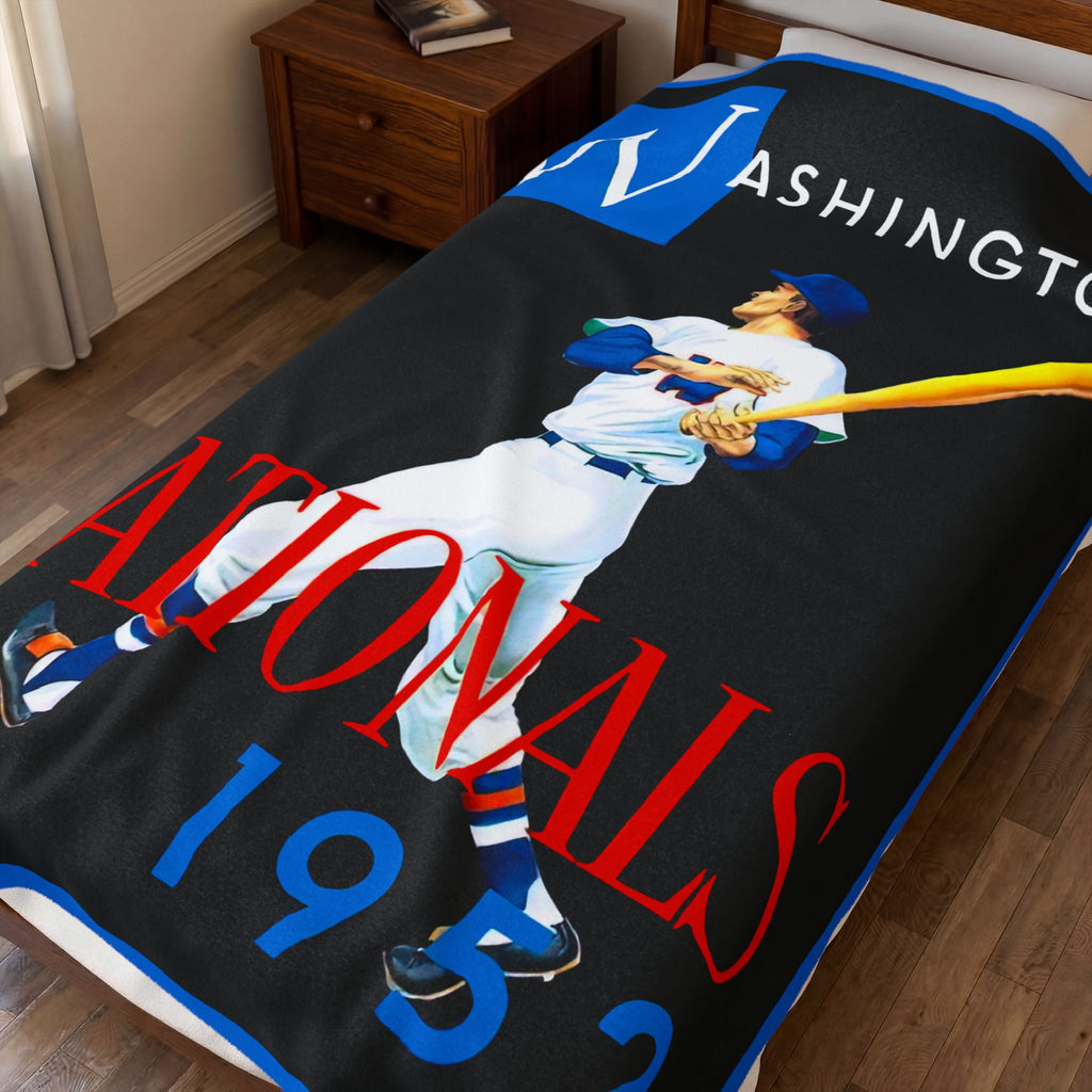 Velveteen Plush Blanket, Sports Blanket, Baseball Fan Gift, 1952 Washington Nationals, Cozy Throw Blanket, Gift for Him, Home Decor