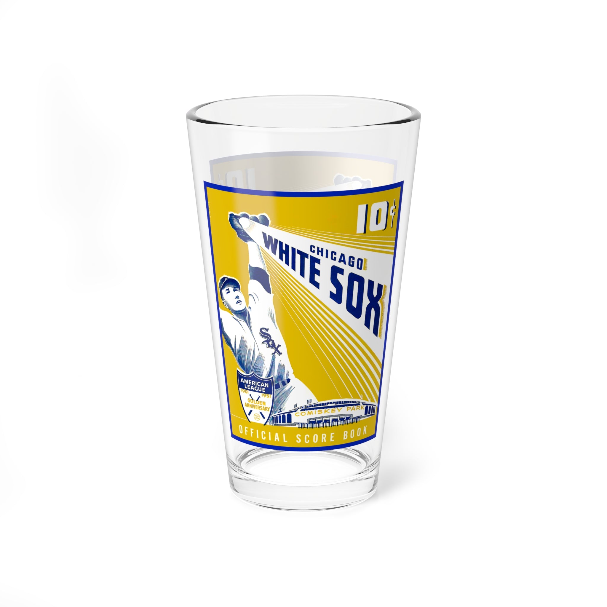 Mixing Glass 16oz - 1951 Baseball Chicago White Sox, Vintage Sports Fan Drinkware, Retro Barware Gift, Cocktail Glassware, Baseball