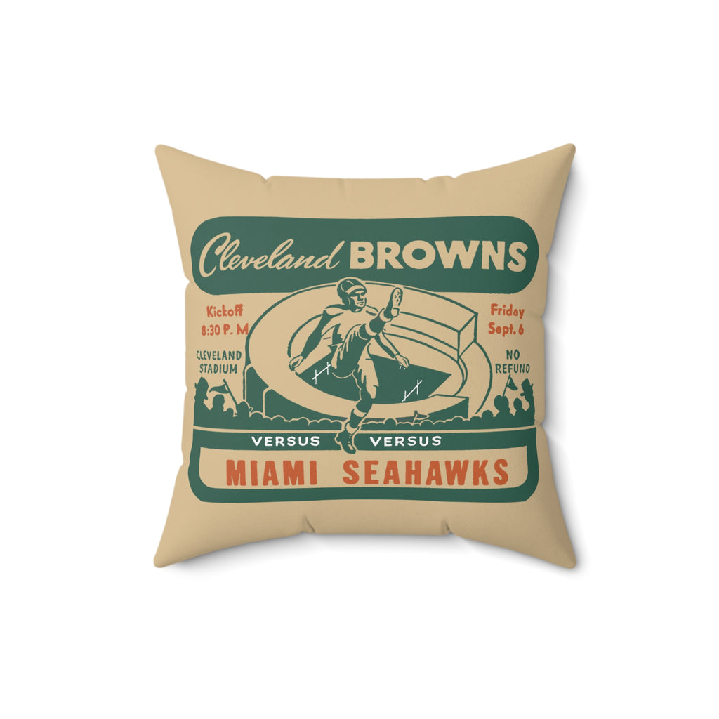 Vintage 1946 AAFC Cleveland Browns vs Miami Seahawks Football Indoor Throw Pillow