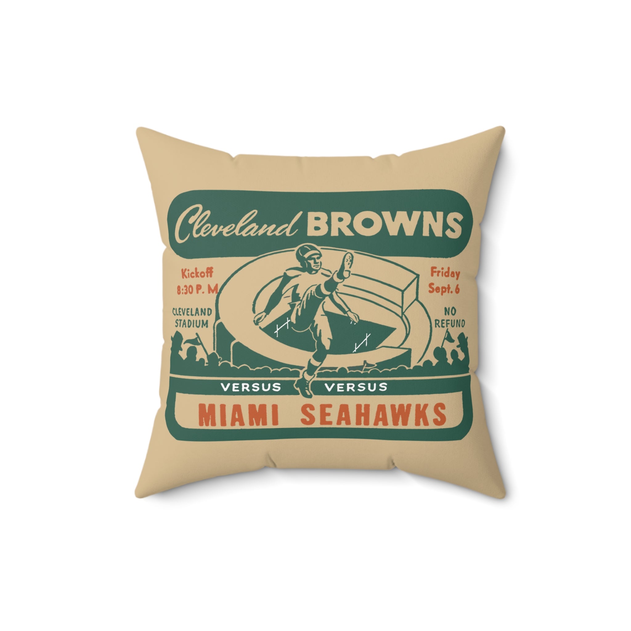 Vintage 1946 AAFC Cleveland Browns vs Miami Seahawks Football Indoor Throw Pillow